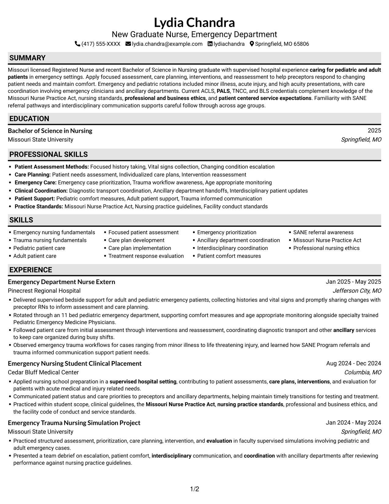 Resume example — page 1