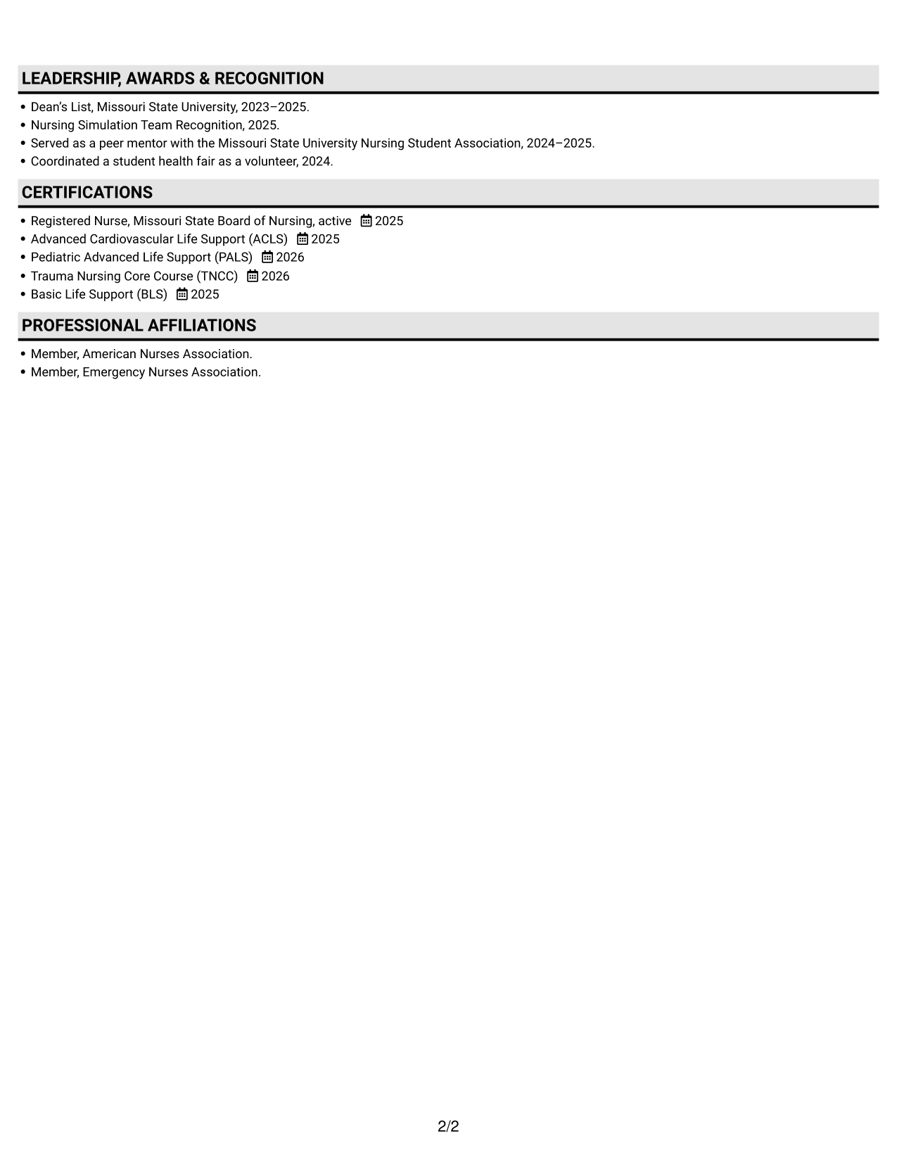 Resume example — page 2