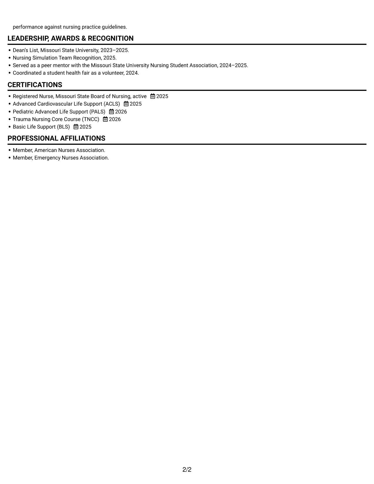 Resume example — page 2