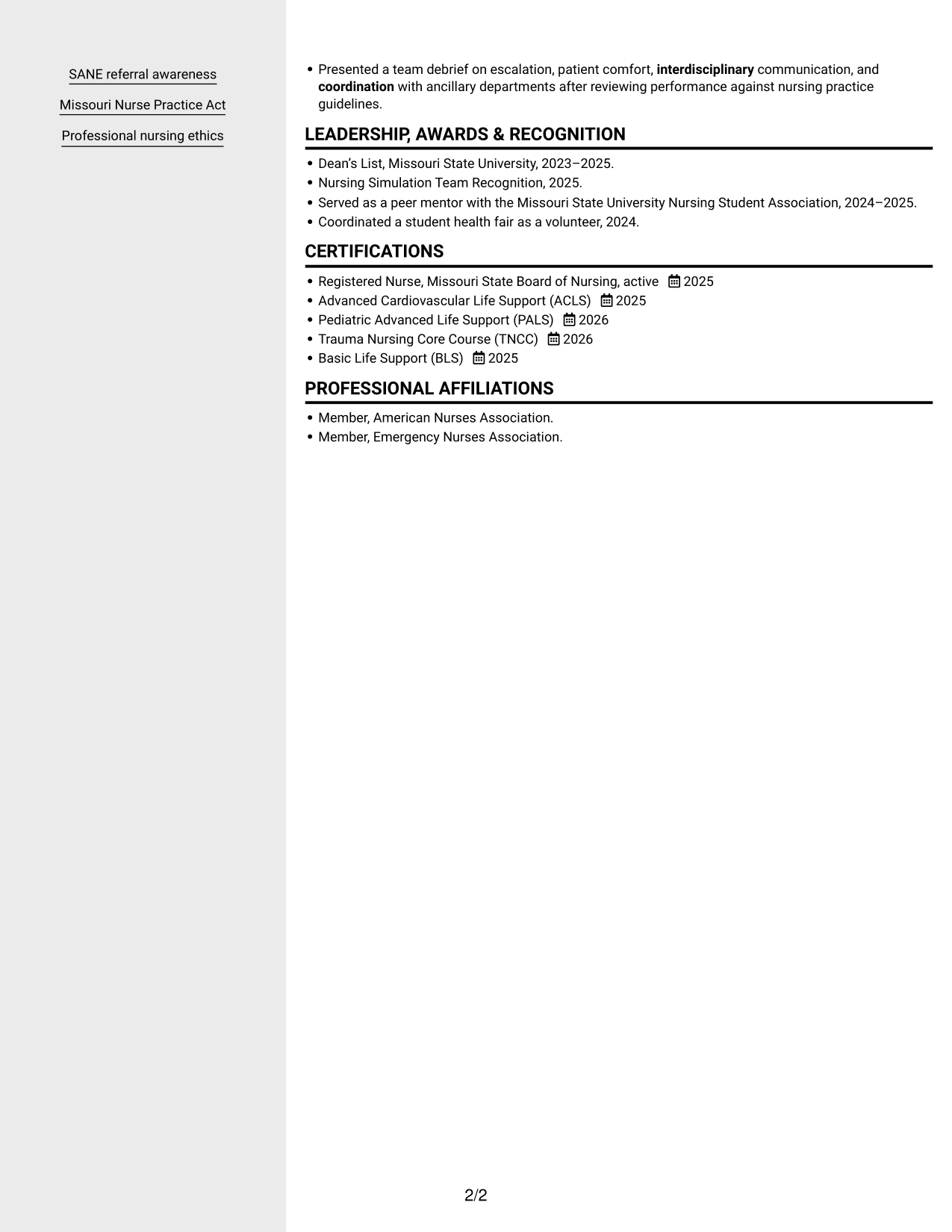 Resume example — page 2