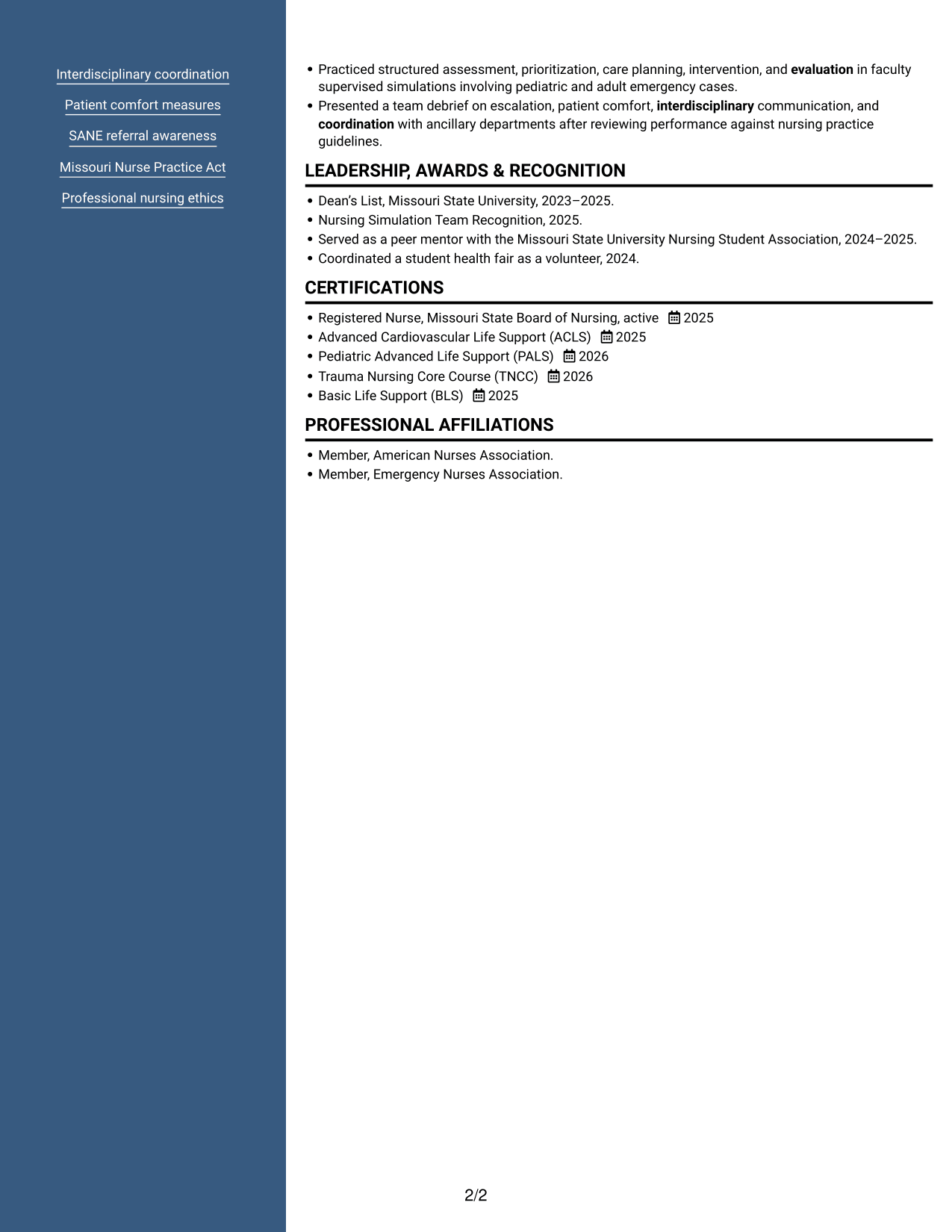 Resume example — page 2