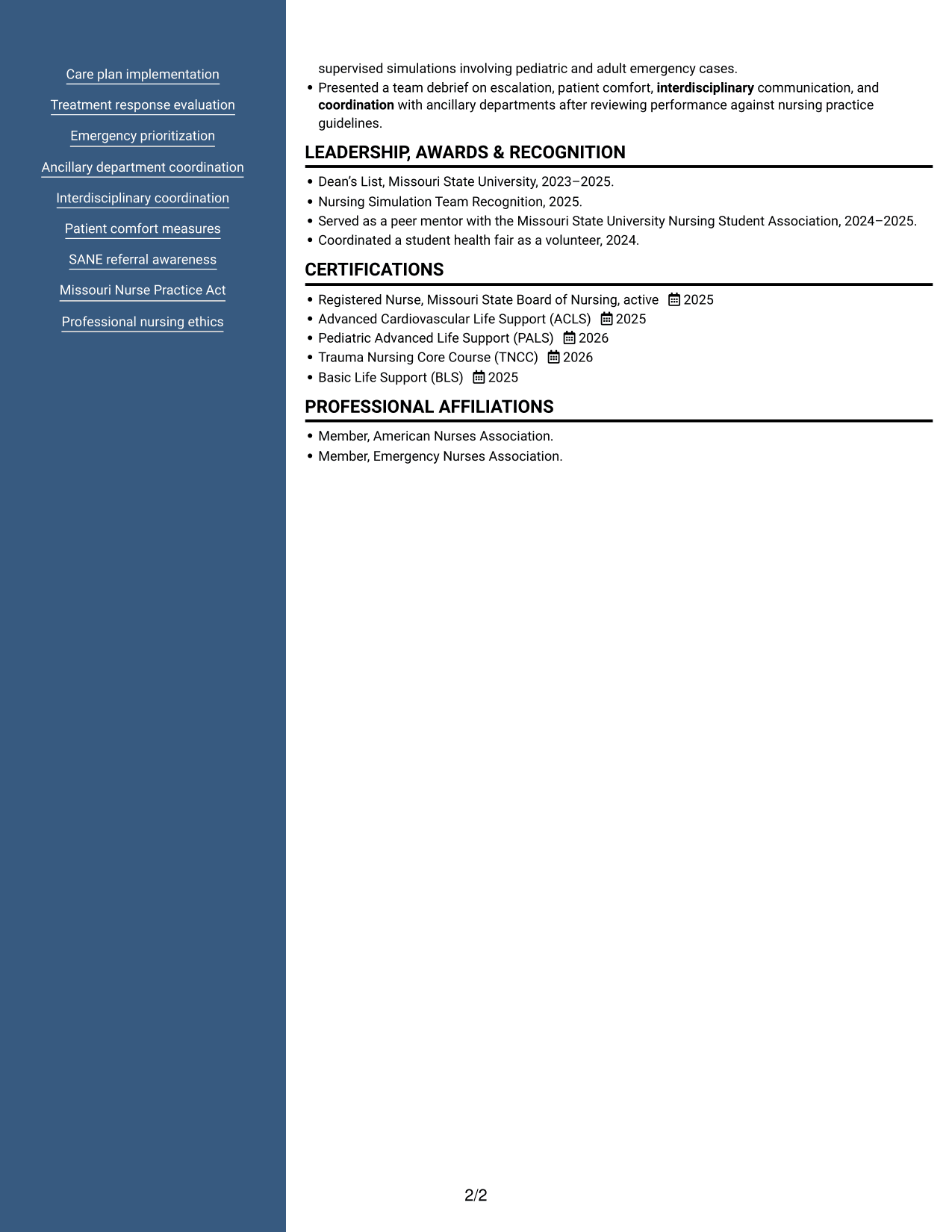 Resume example — page 2