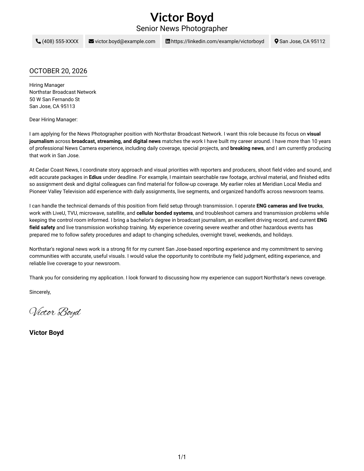 Cover letter example — page 1