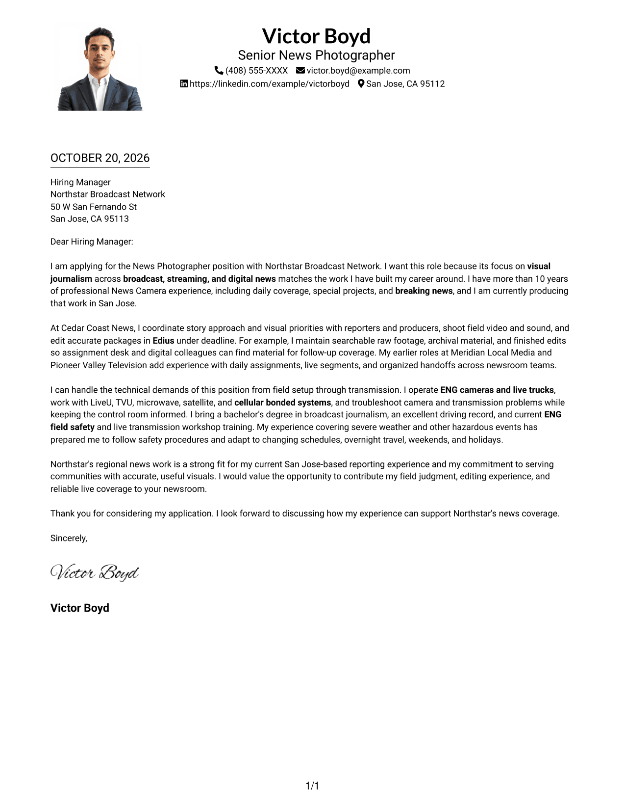 Cover letter example — page 1
