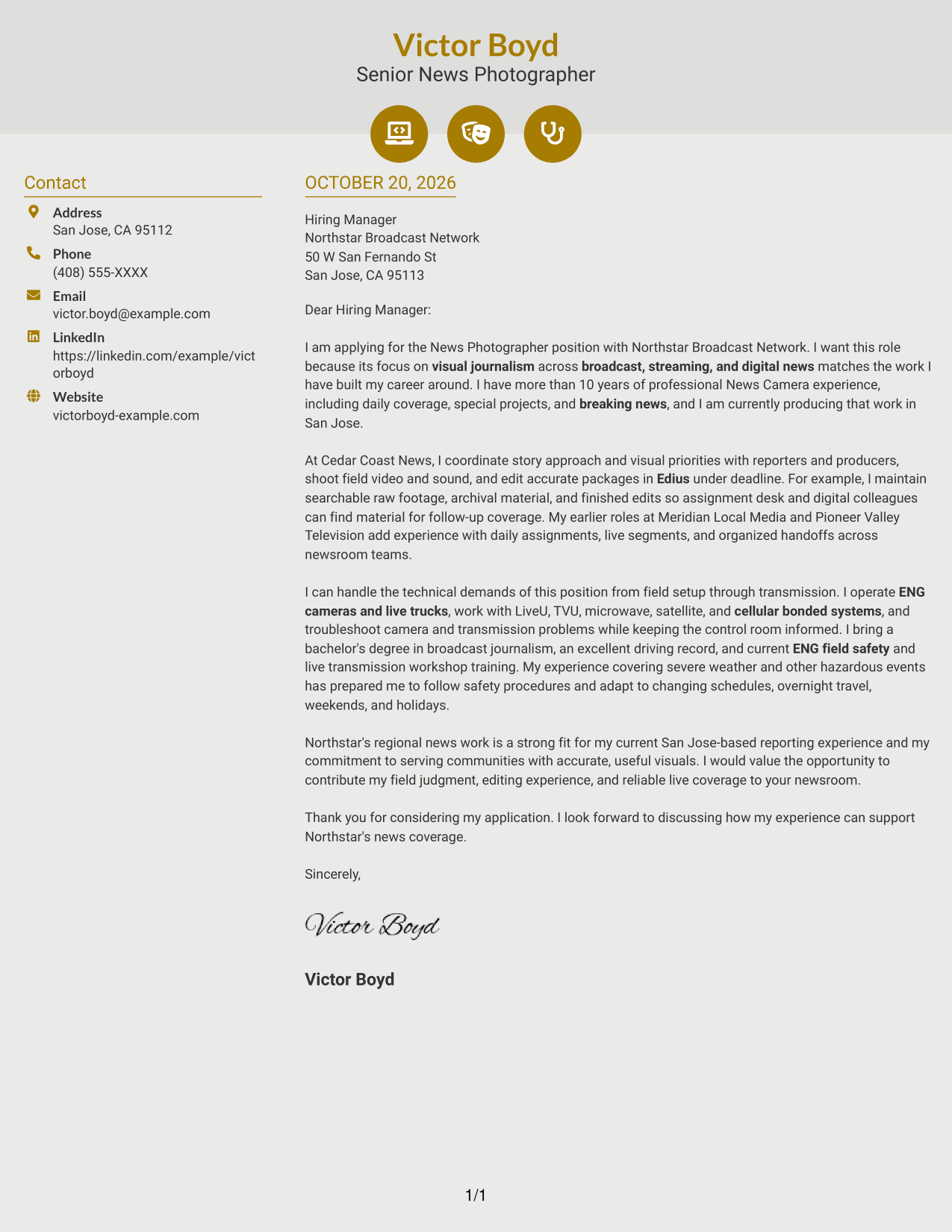Cover letter example — page 1