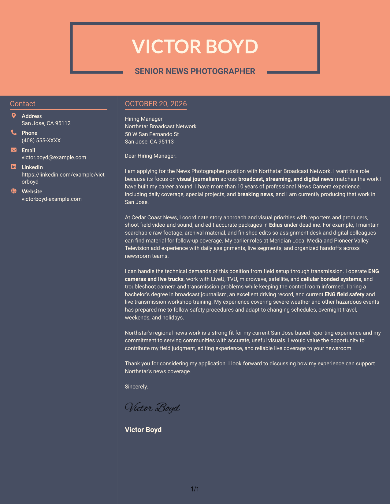 Cover letter example — page 1