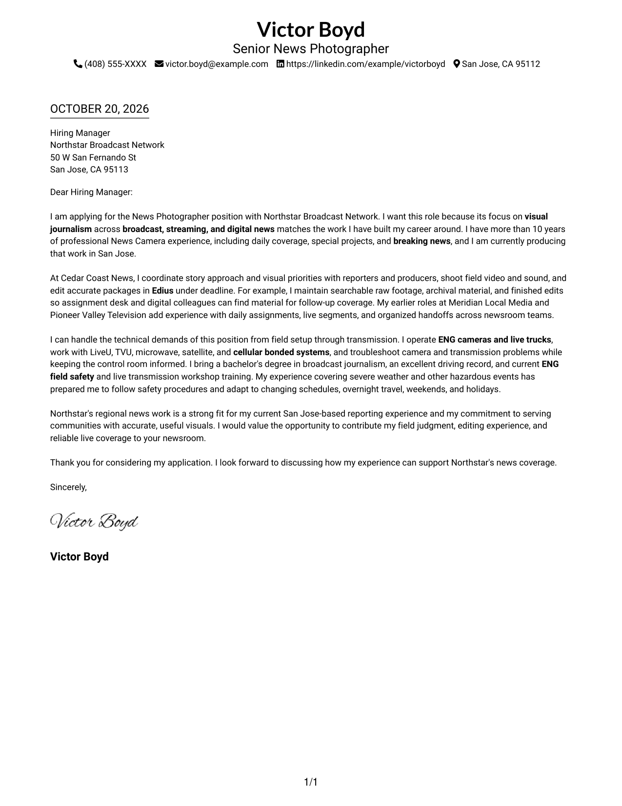Cover letter example — page 1