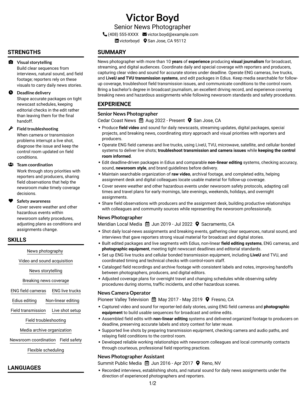 Resume example — page 1