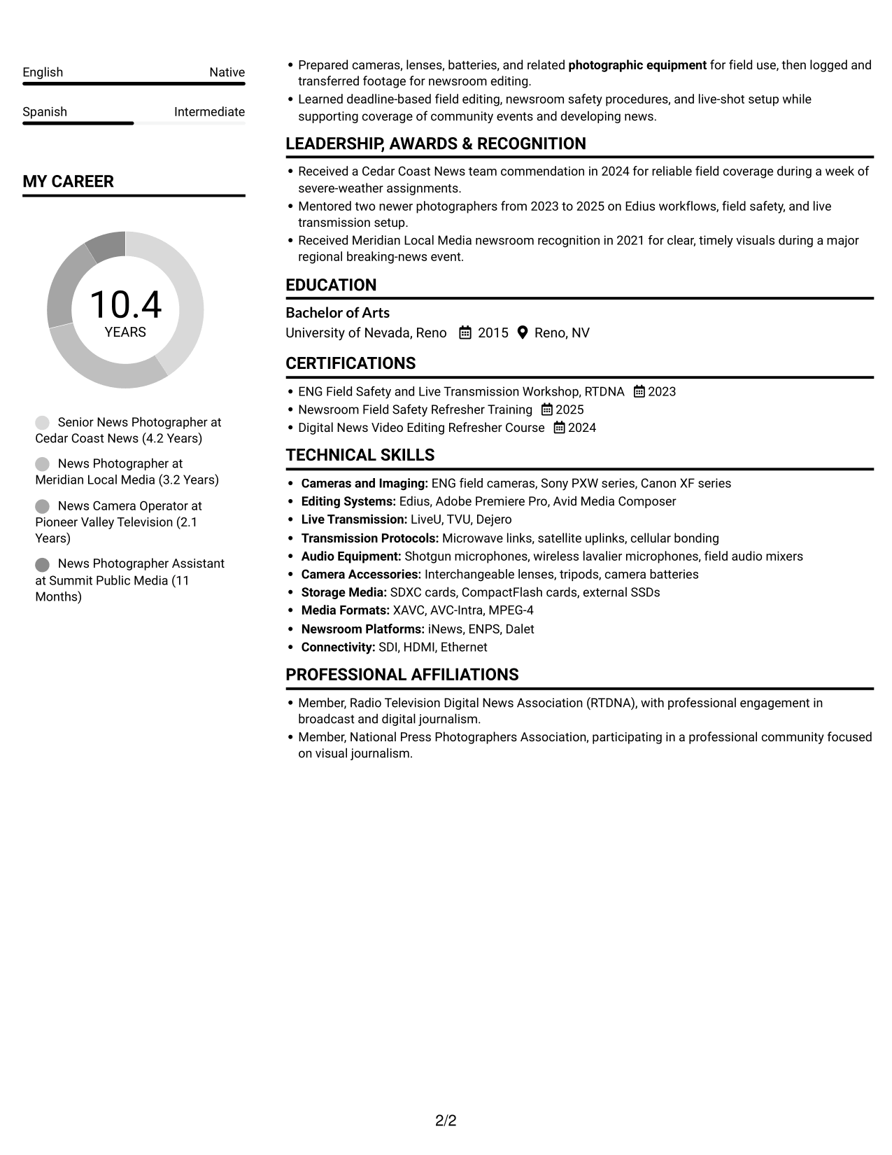 Resume example — page 2