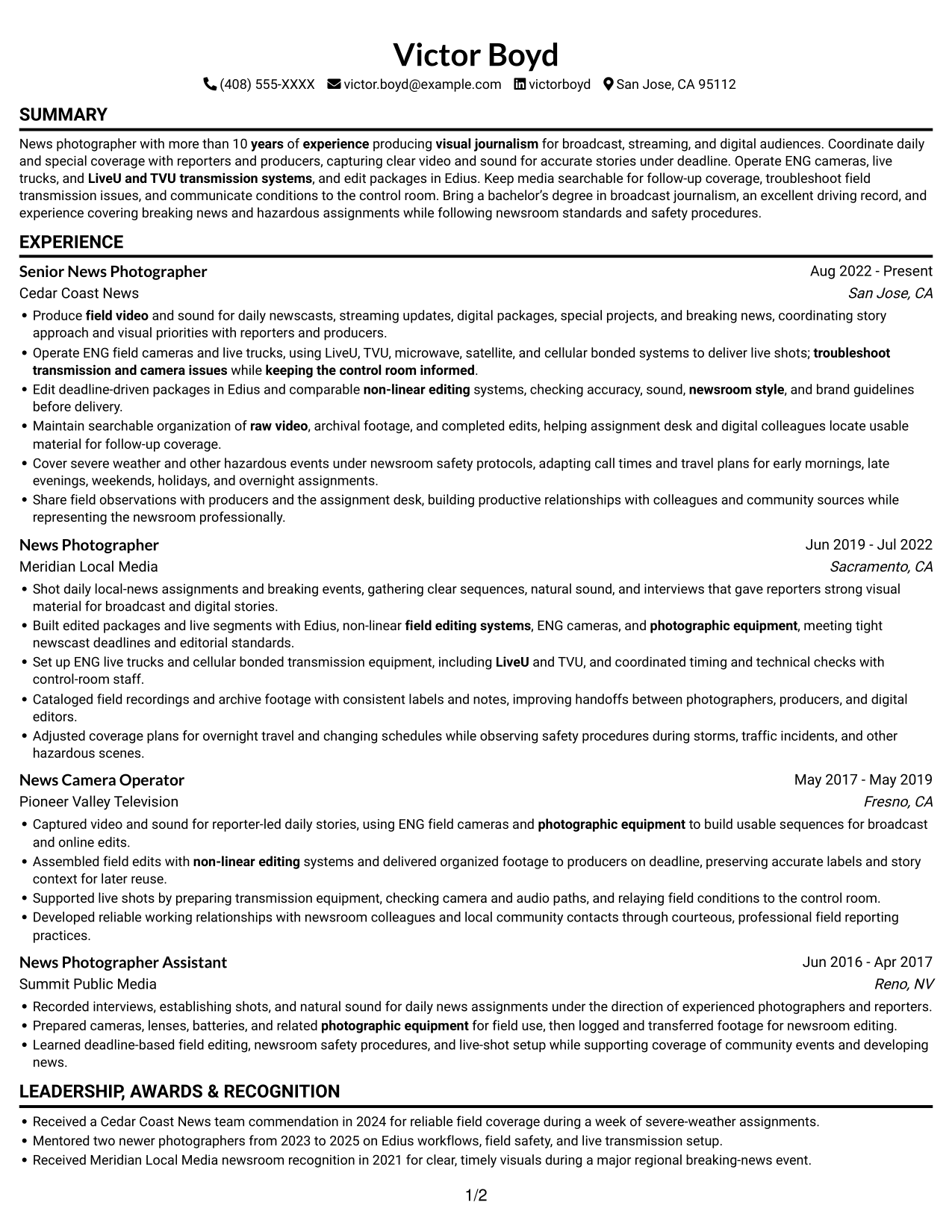 Resume example — page 1