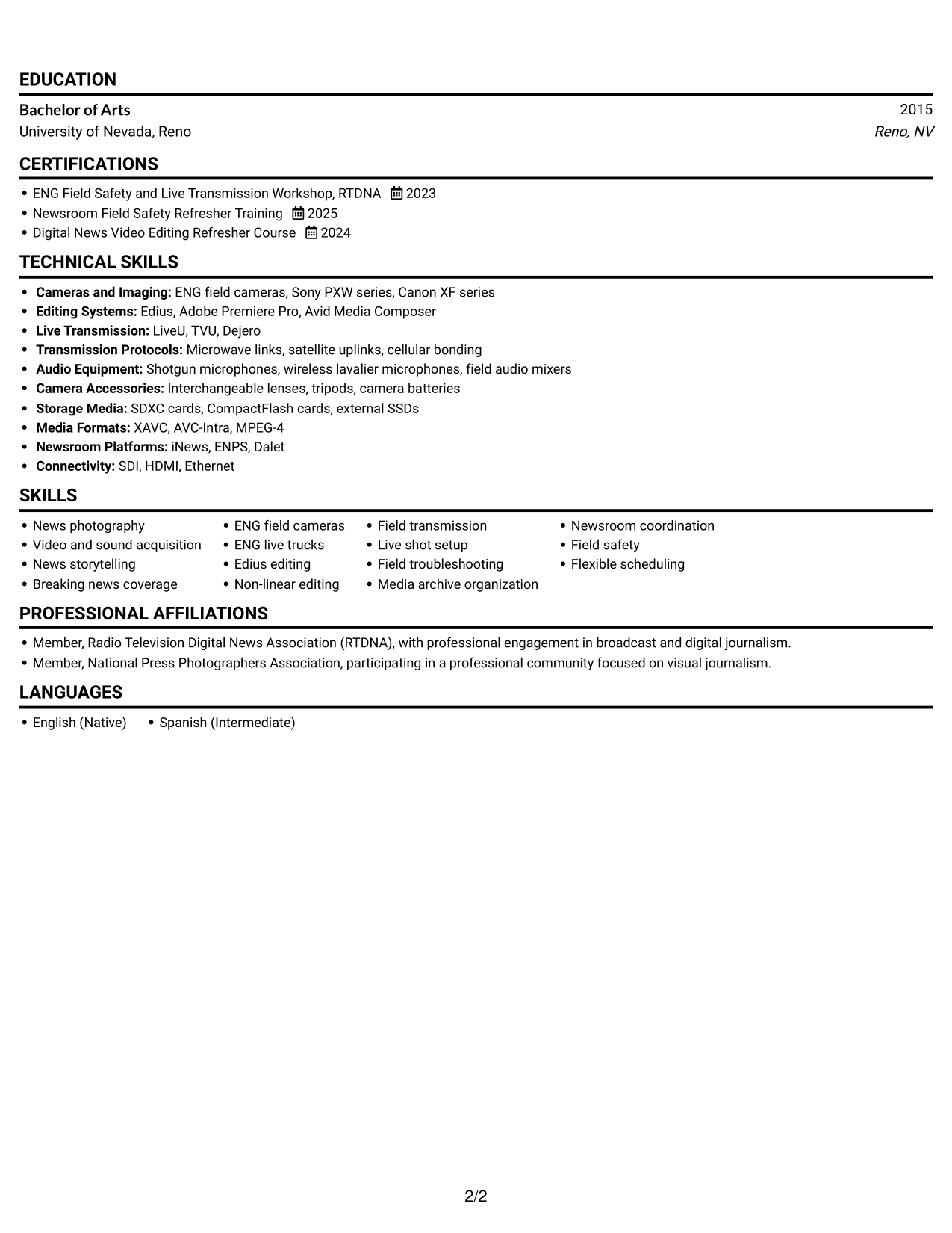 Resume example — page 2
