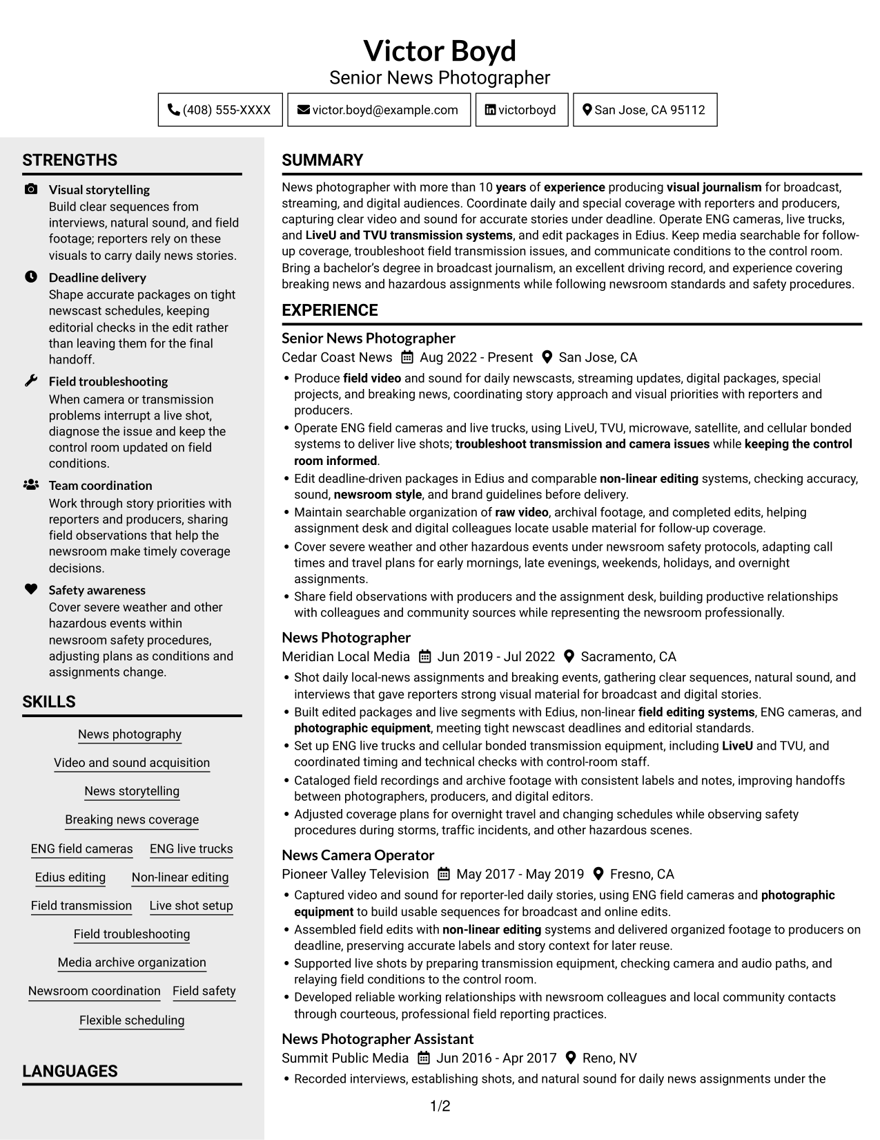 Resume example — page 1