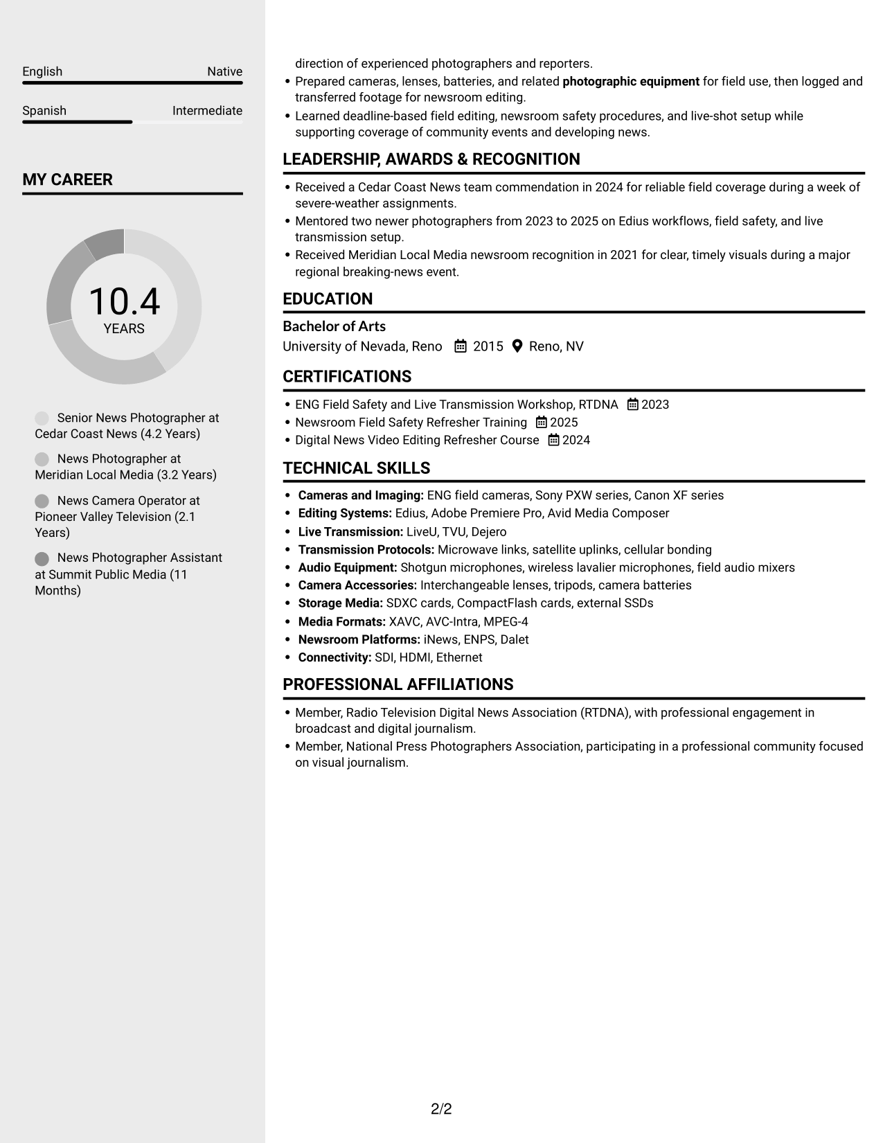 Resume example — page 2