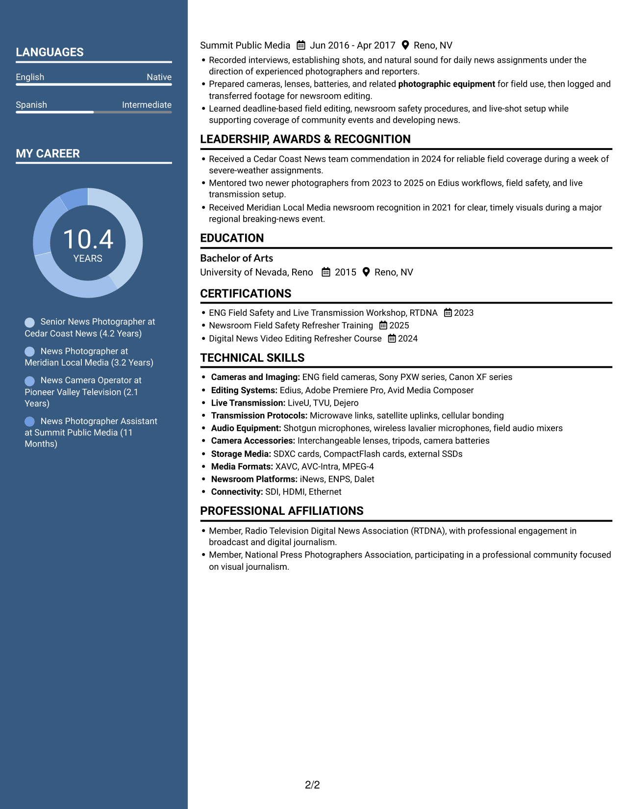 Resume example — page 2