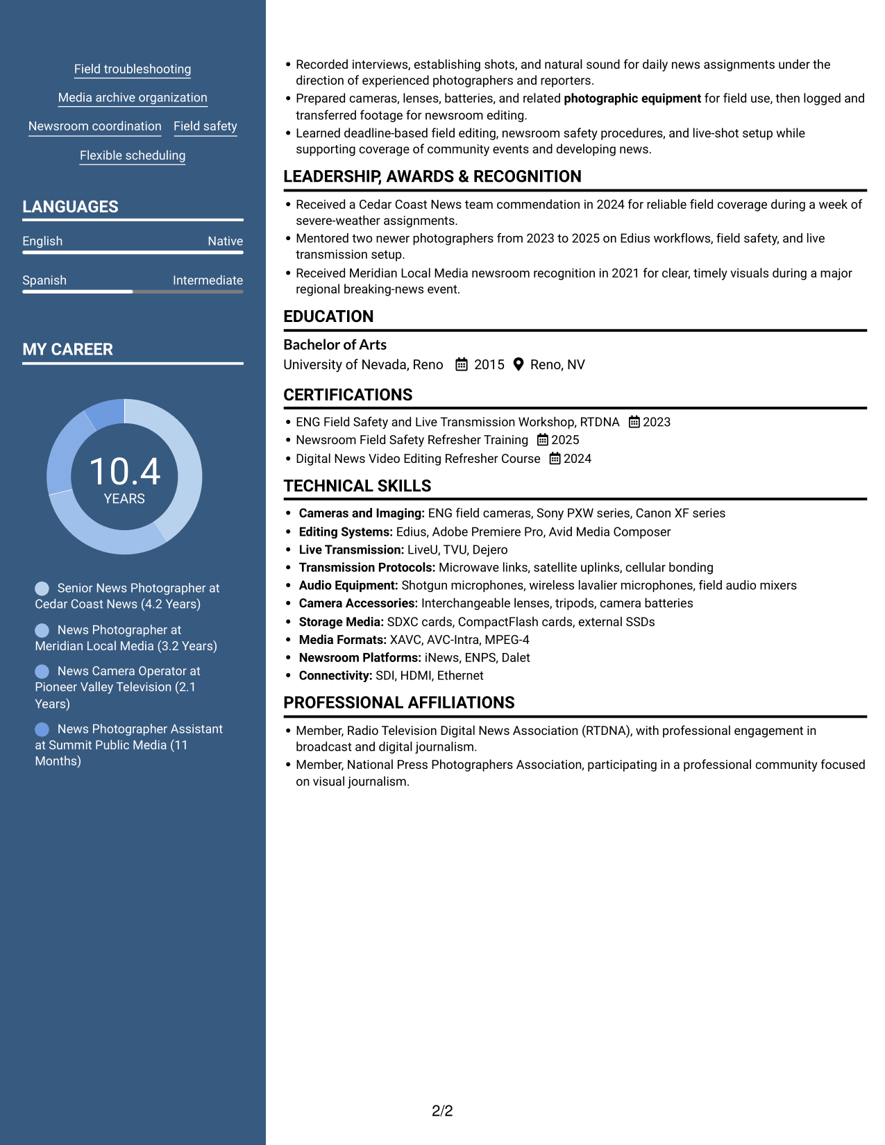 Resume example — page 2