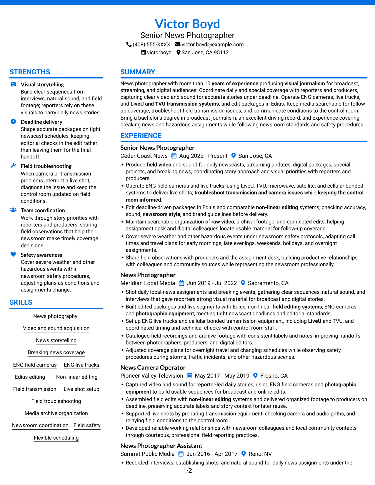 Resume example — page 1