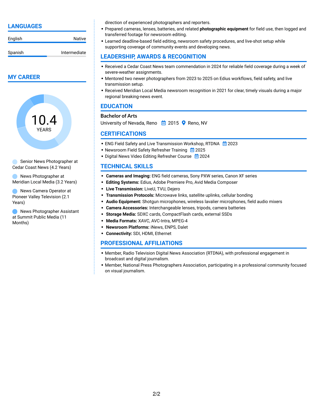 Resume example — page 2