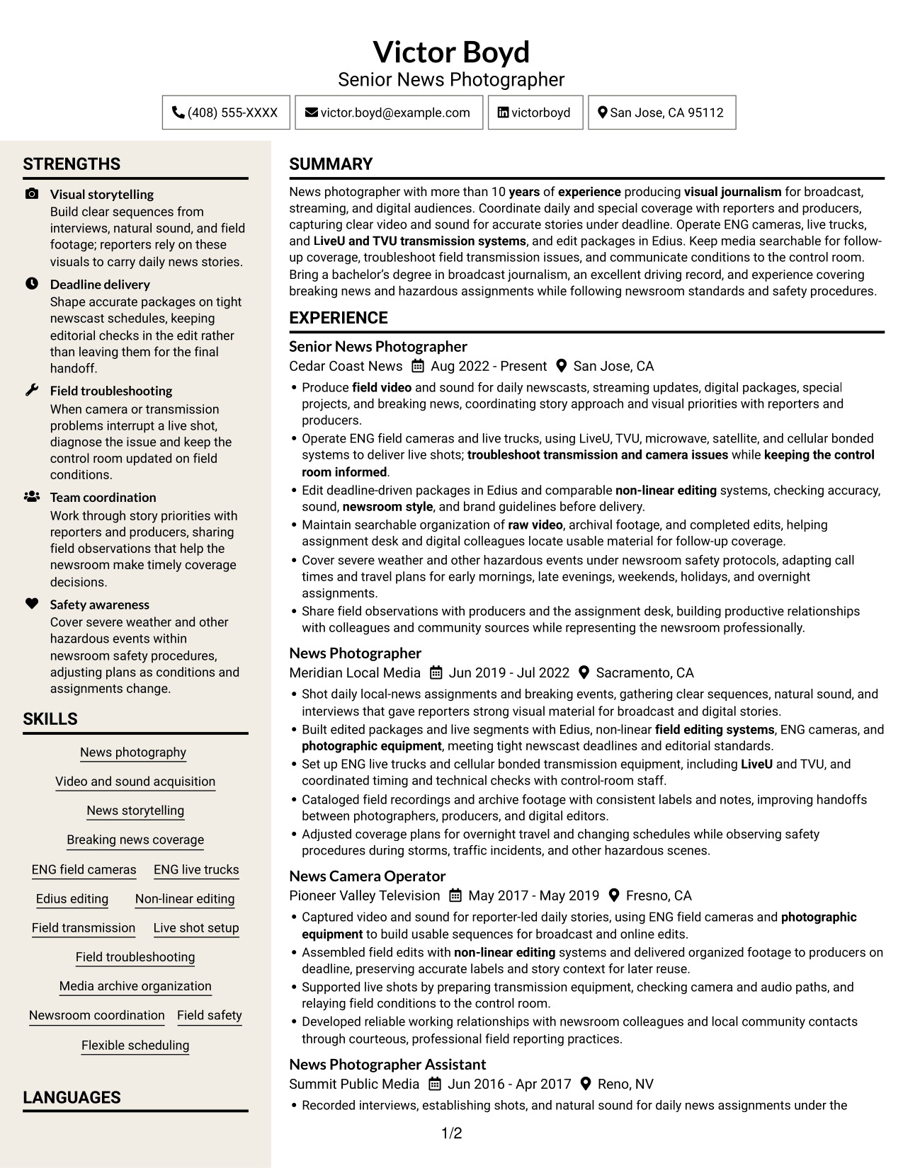 Resume example — page 1