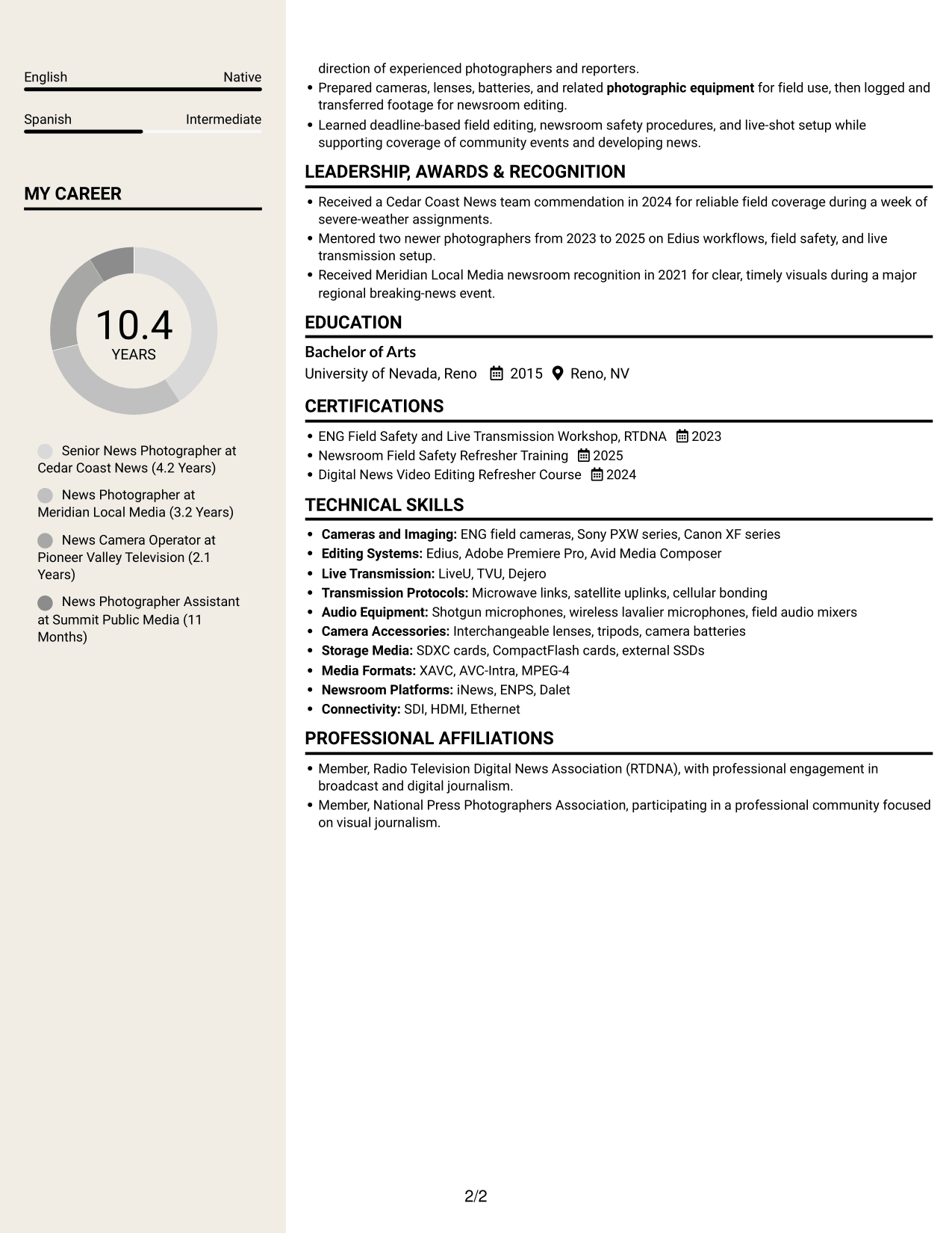 Resume example — page 2