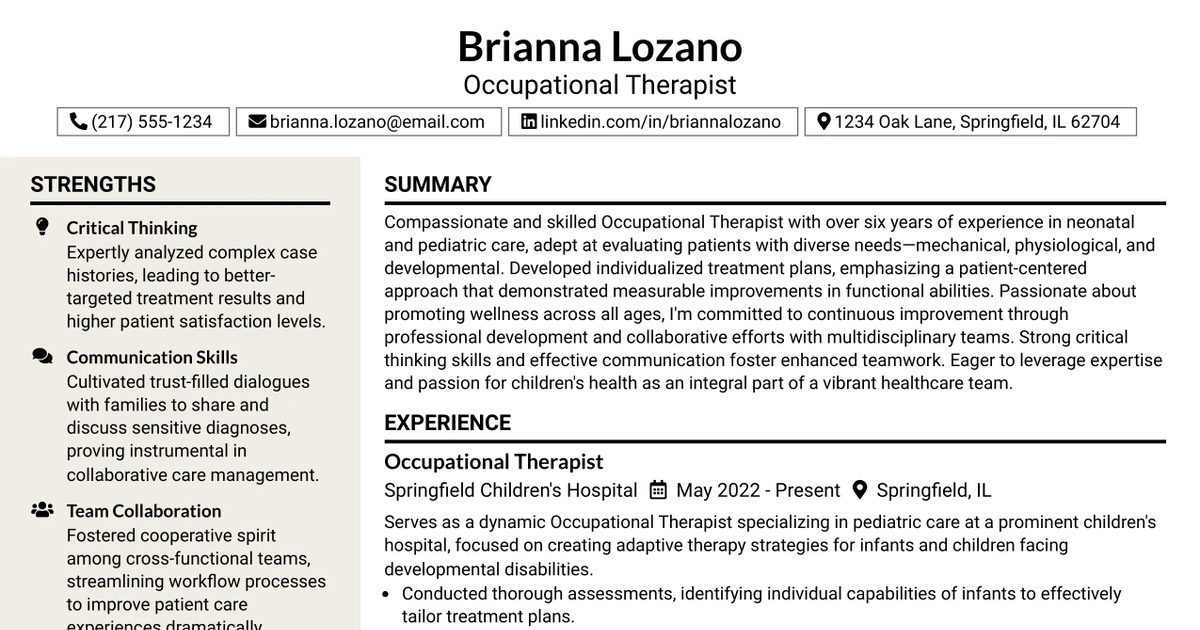 33 NICU Occupational Therapist Resume Templates with Example 2026 (ATS-Optimized)