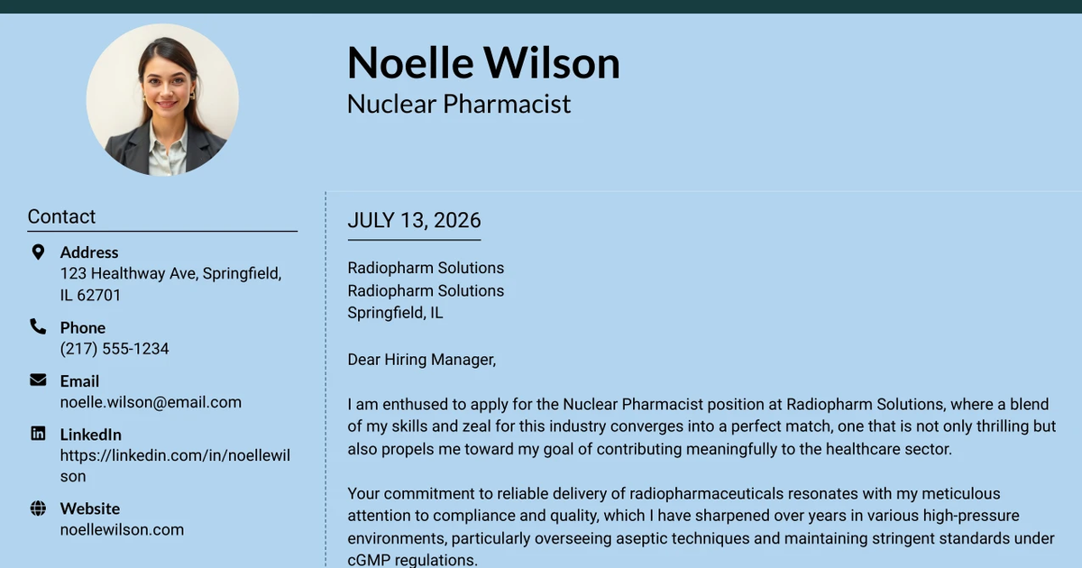 30+ Nuclear Pharmacist Cover Letter Templates with Example 2026
