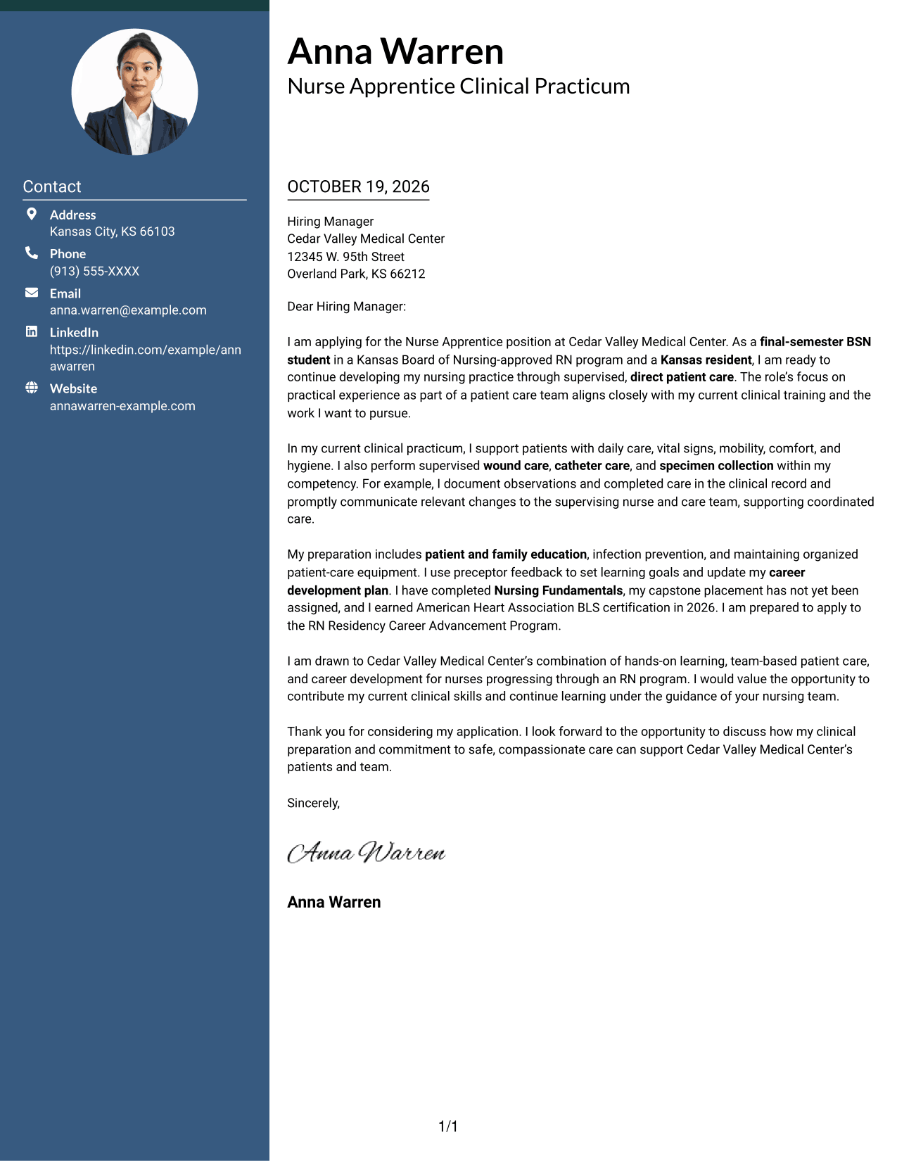 Cover letter example — page 1