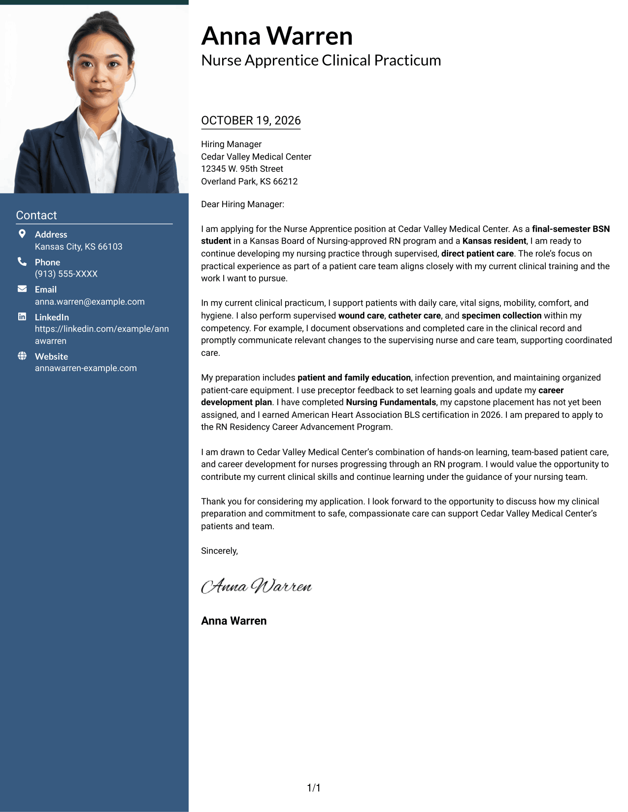 Cover letter example — page 1