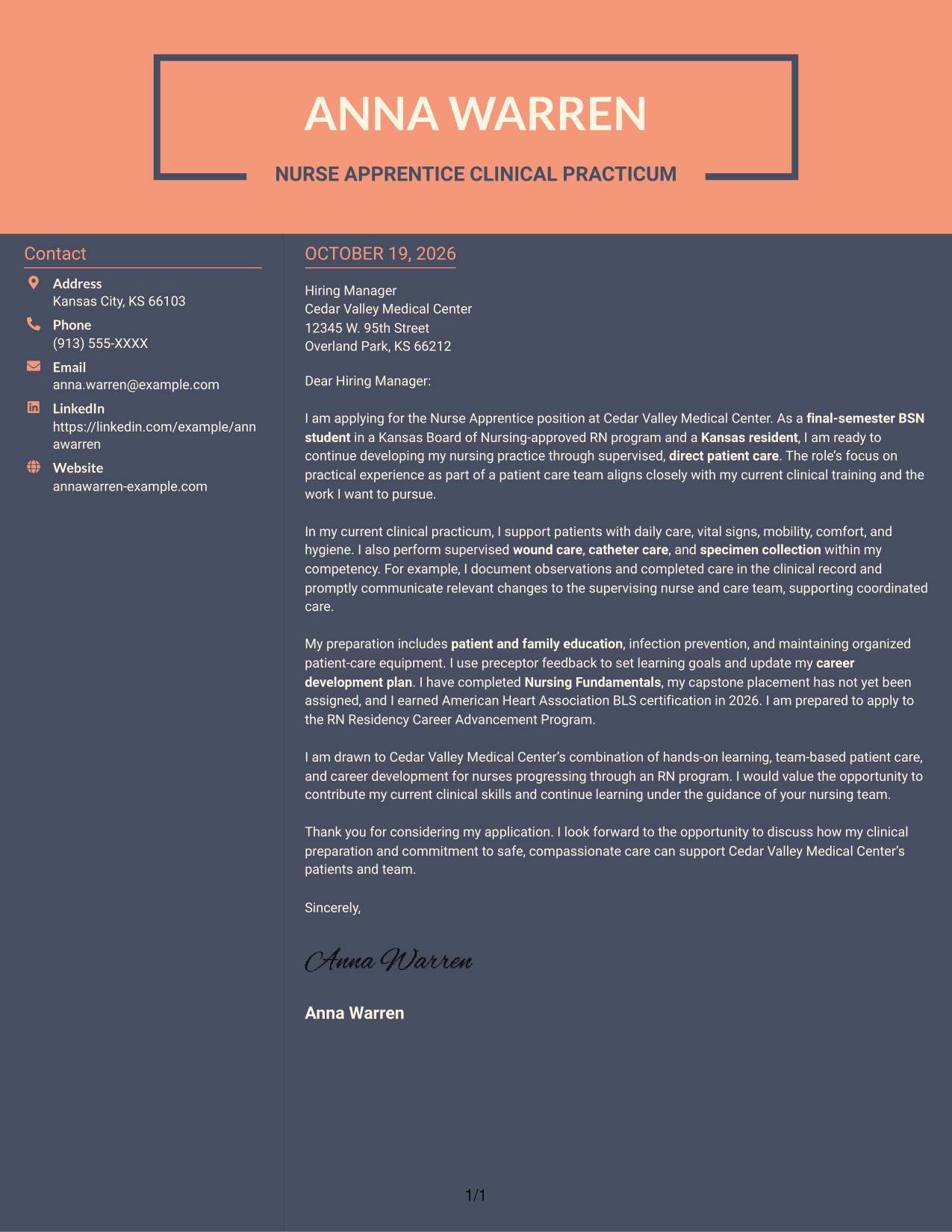 Cover letter example — page 1