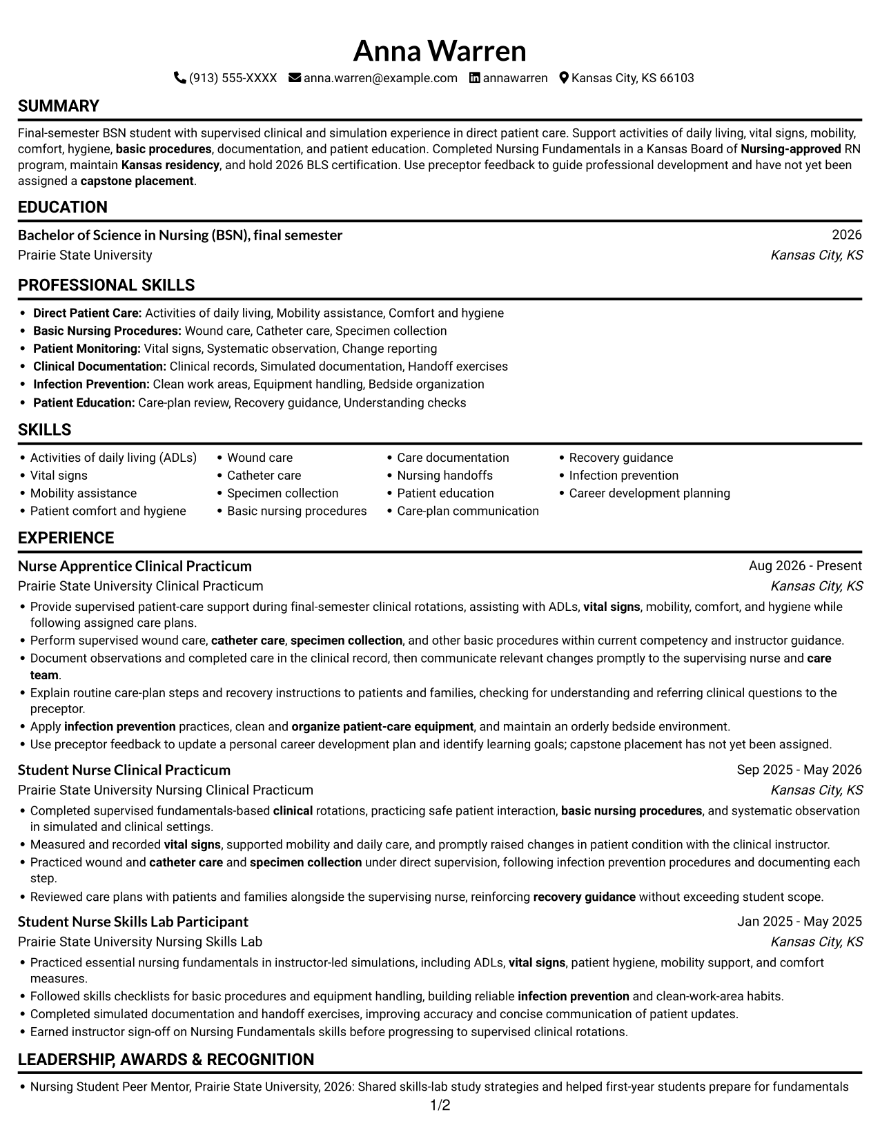 Resume example — page 1