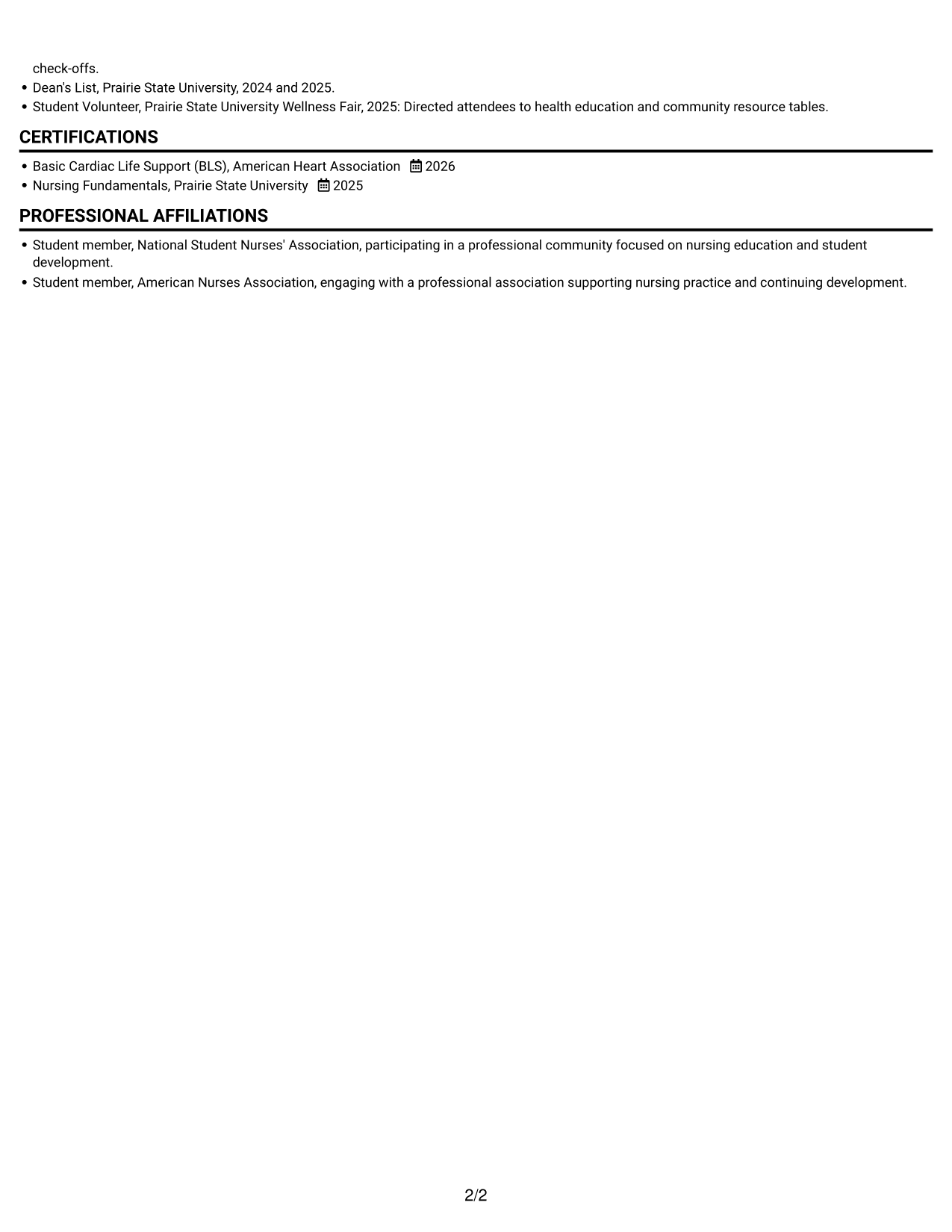 Resume example — page 2