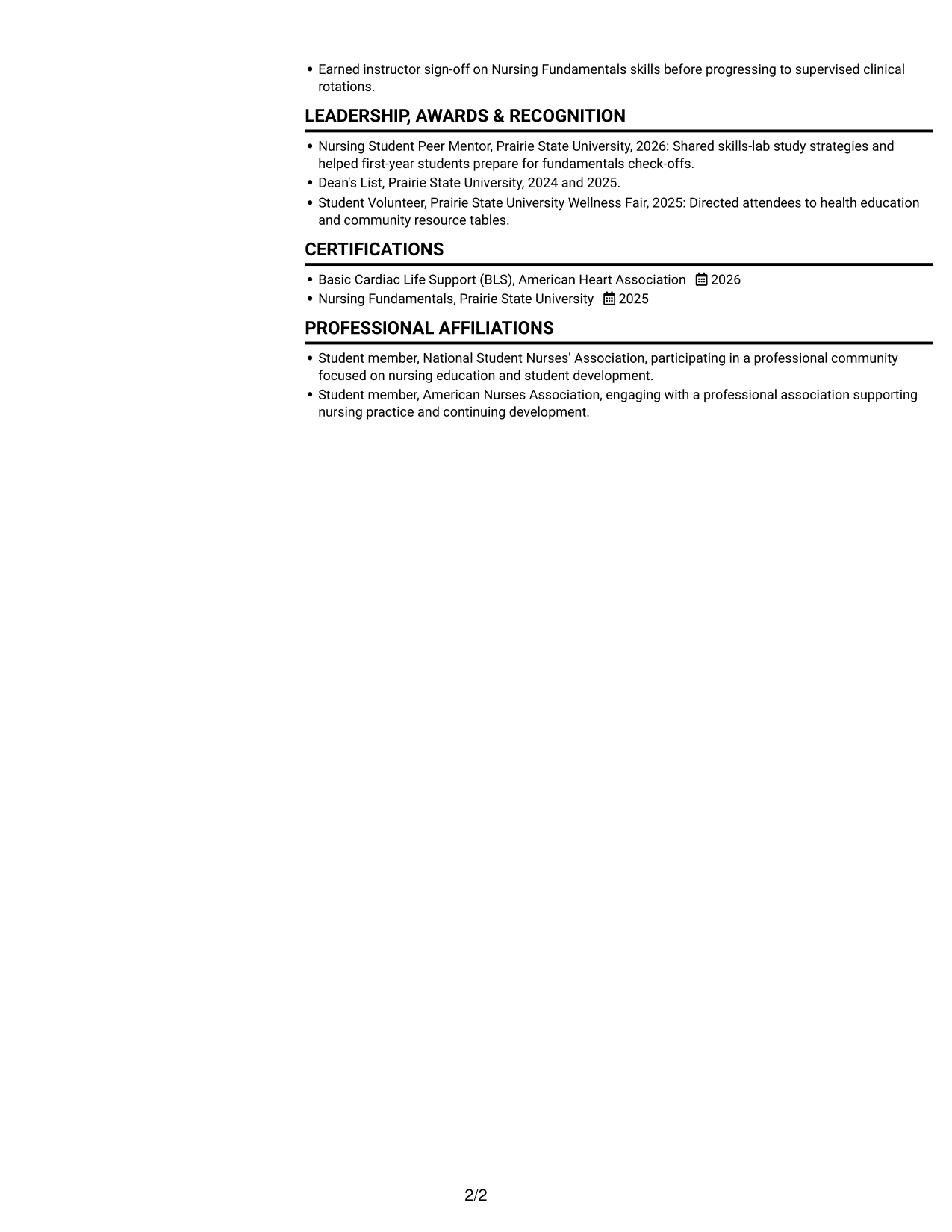 Resume example — page 2