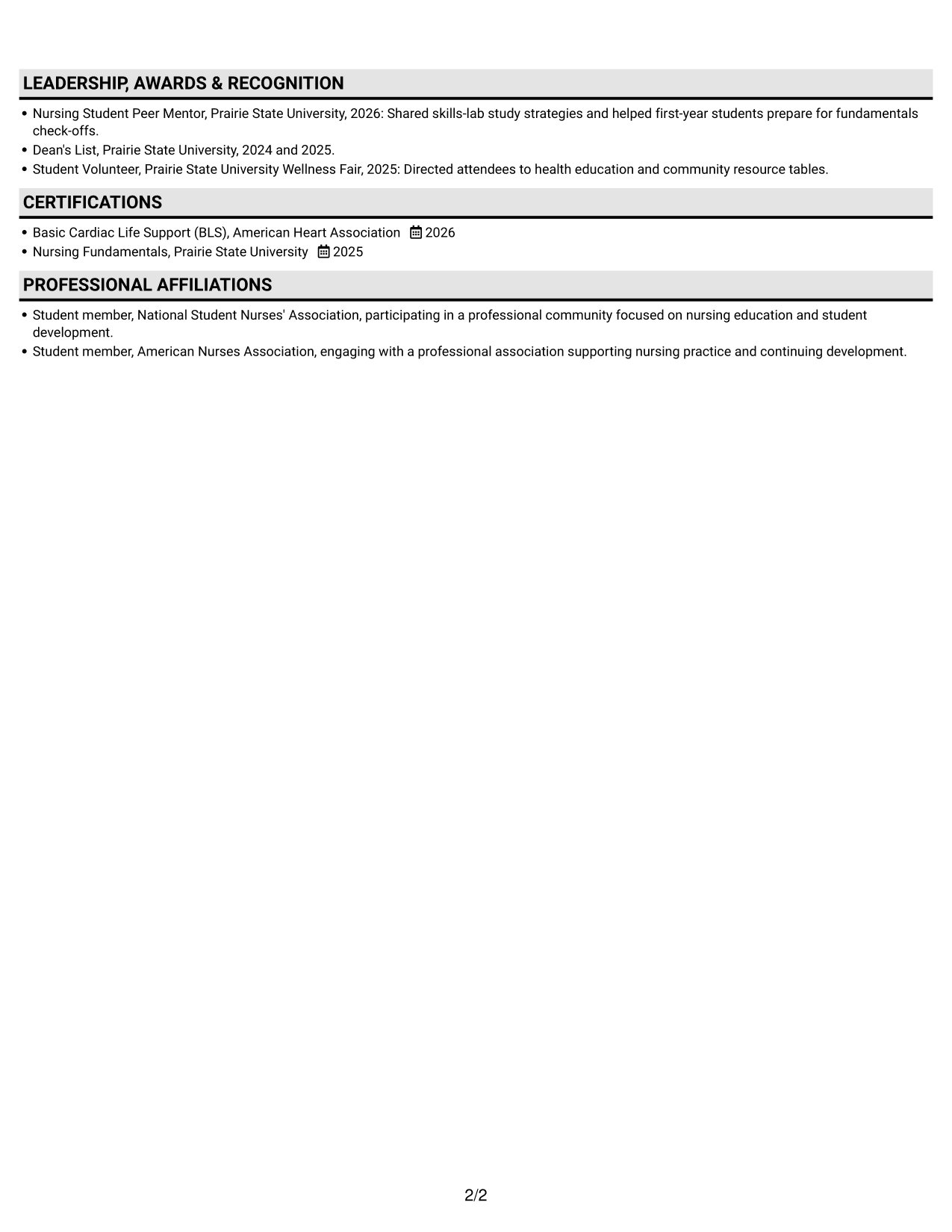 Resume example — page 2
