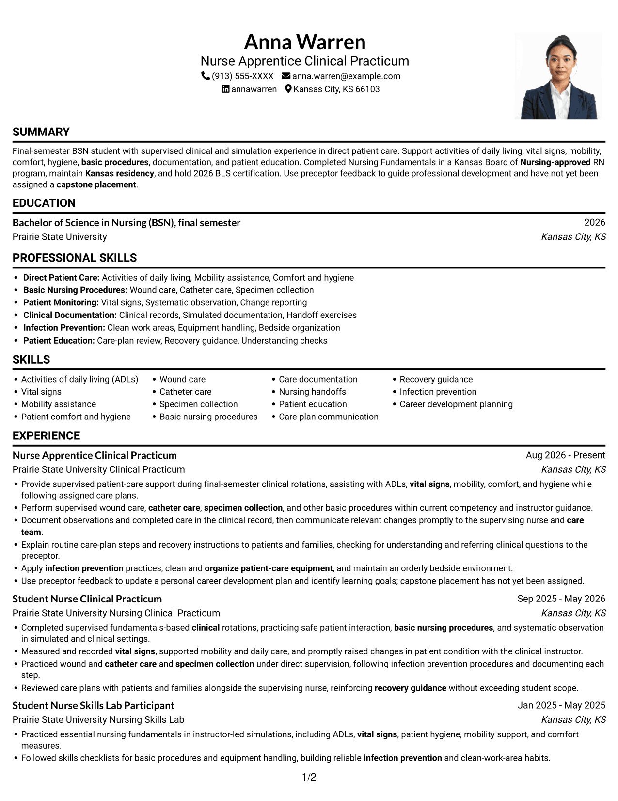 Resume example — page 1