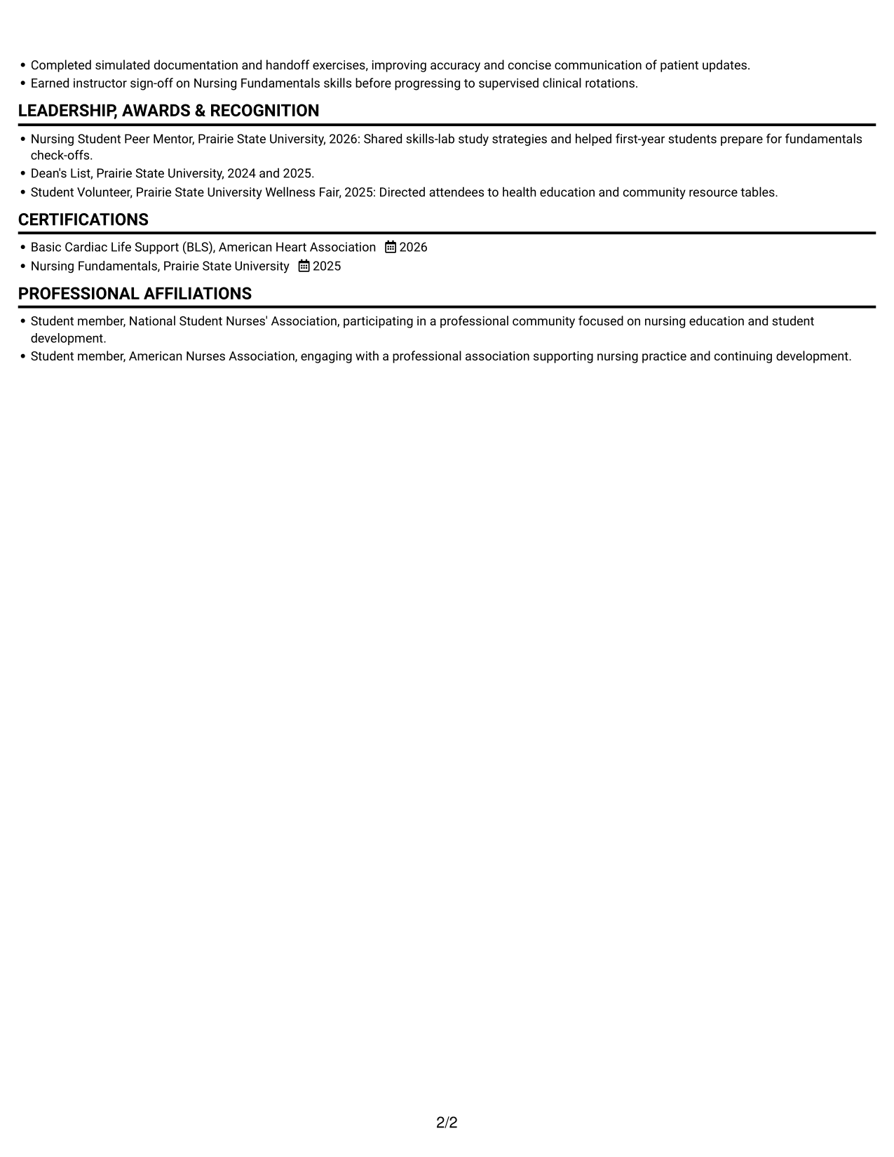 Resume example — page 2