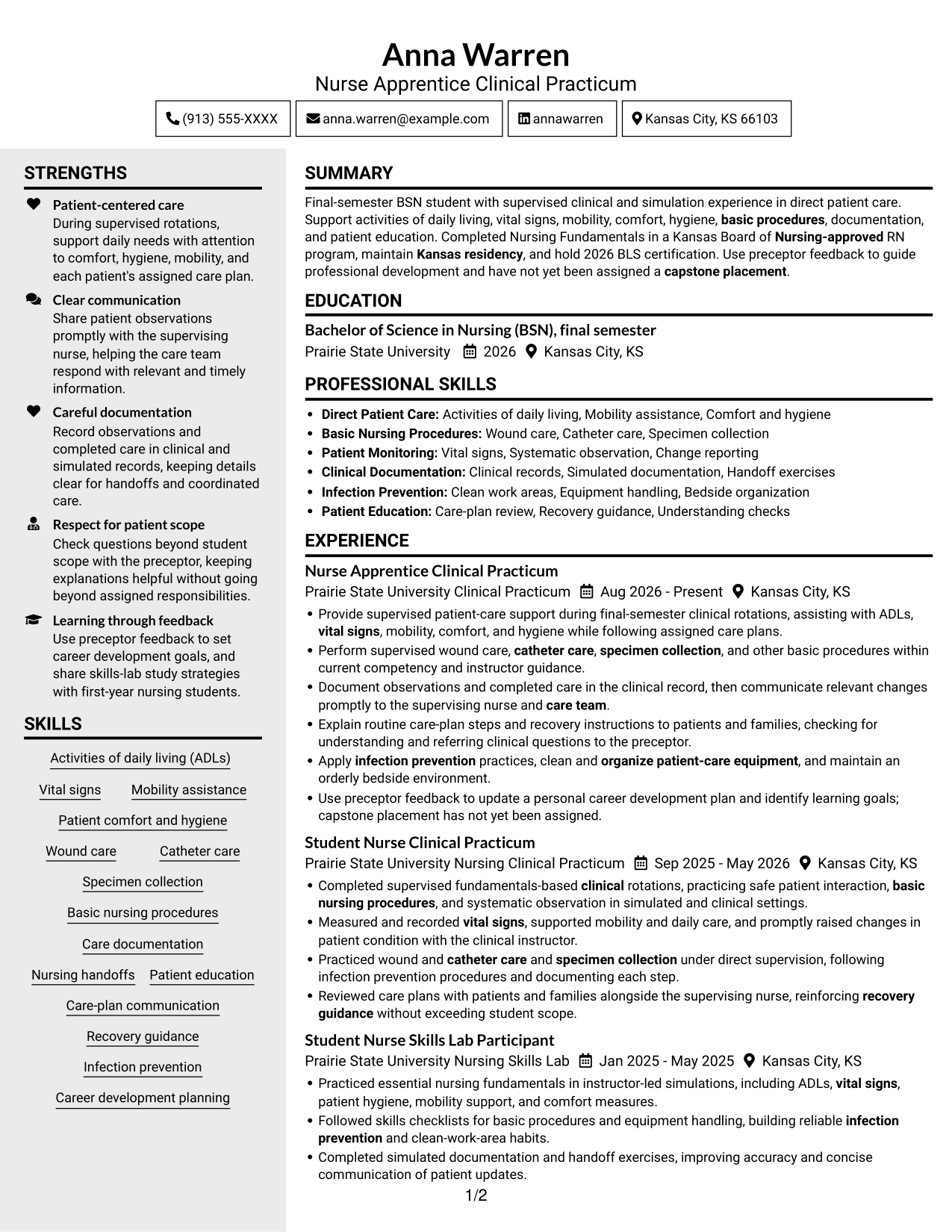 Resume example — page 1