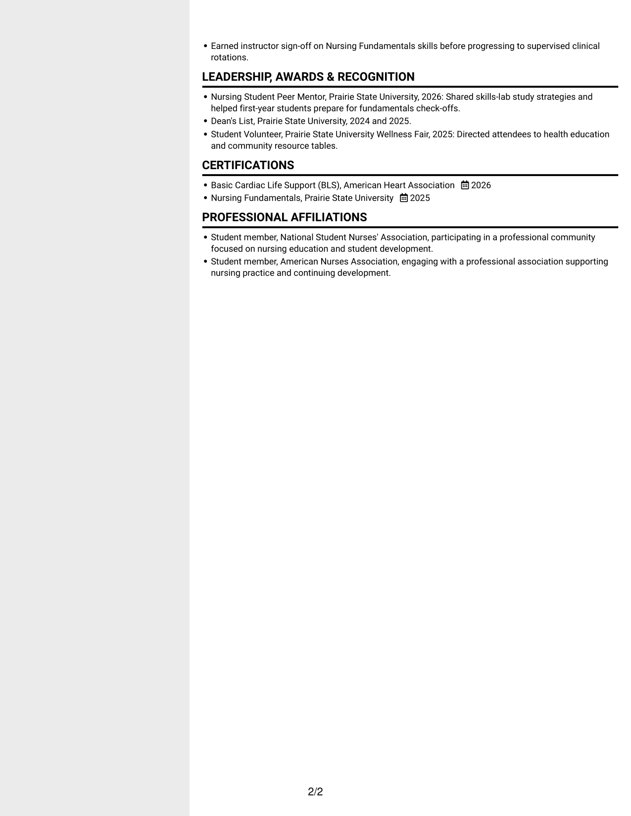 Resume example — page 2