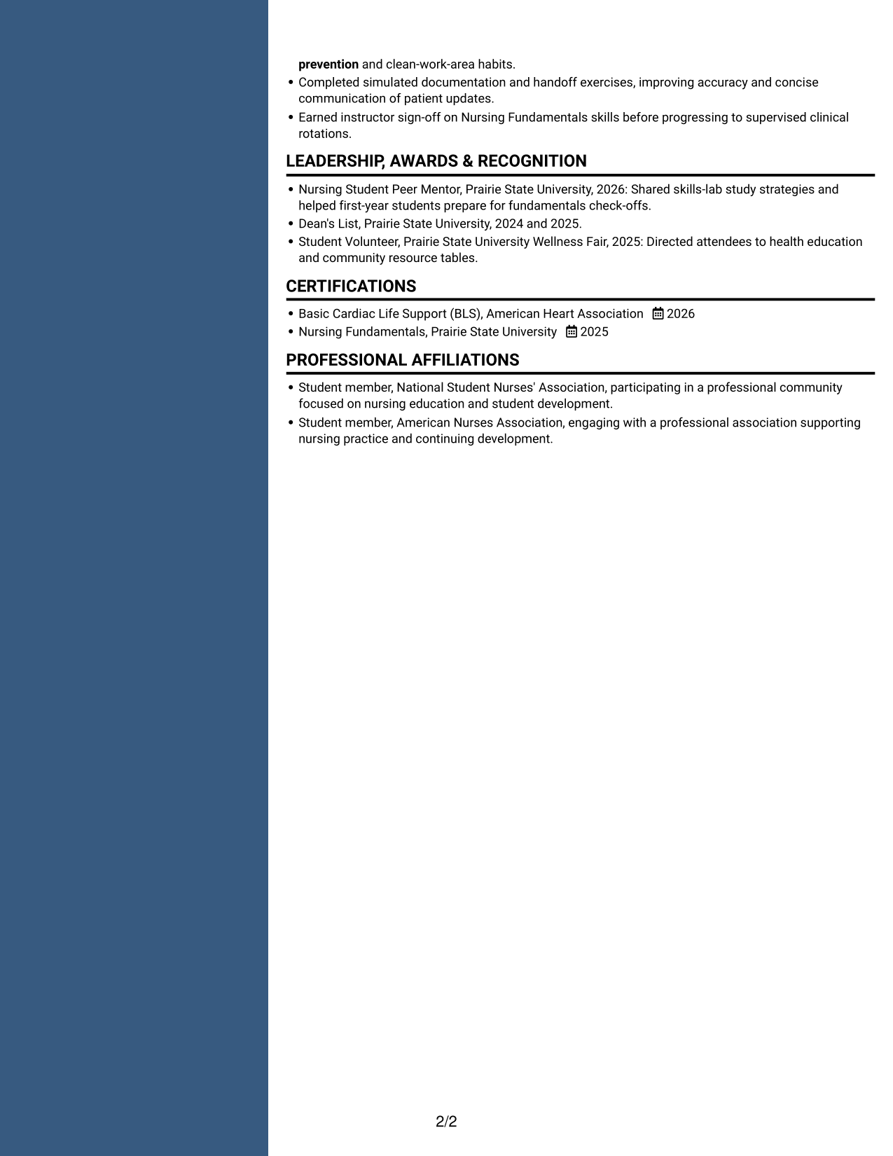 Resume example — page 2