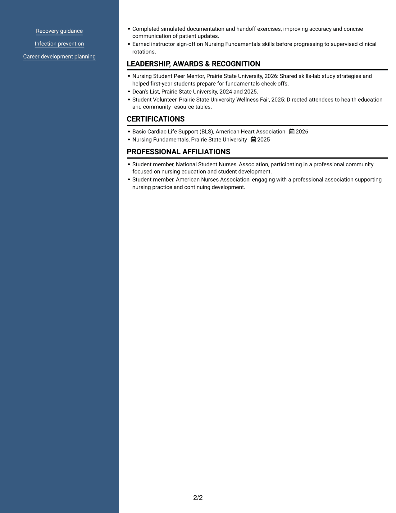 Resume example — page 2