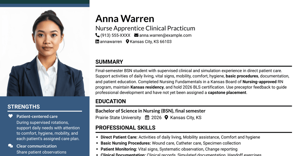 7 Nurse Apprentice - Direct Patient Care Resume Templates with Example