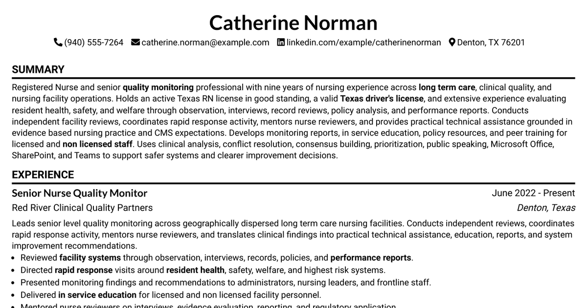 7 Nurse III - Quality Monitoring Resume Templates with Example