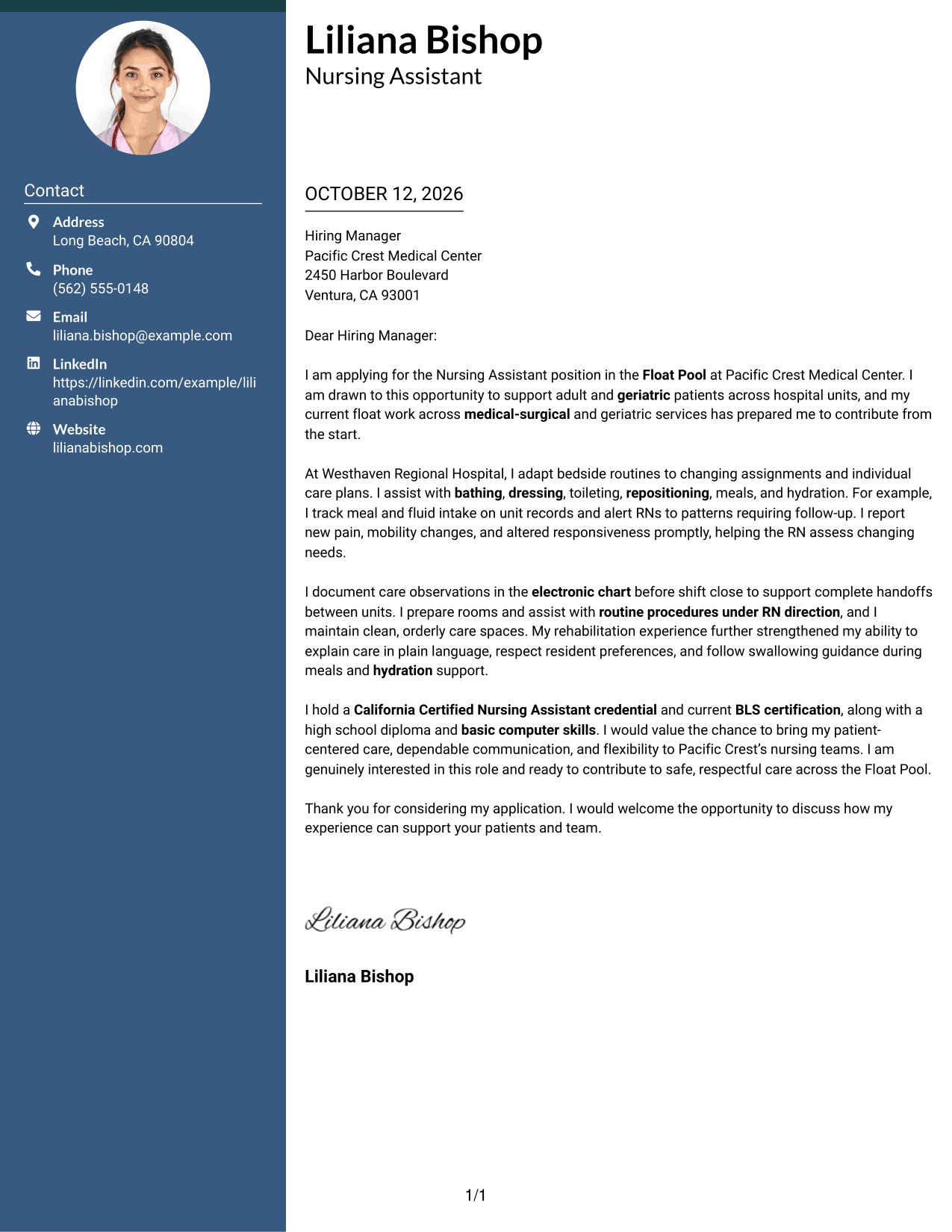 Cover Letter Example Page 1