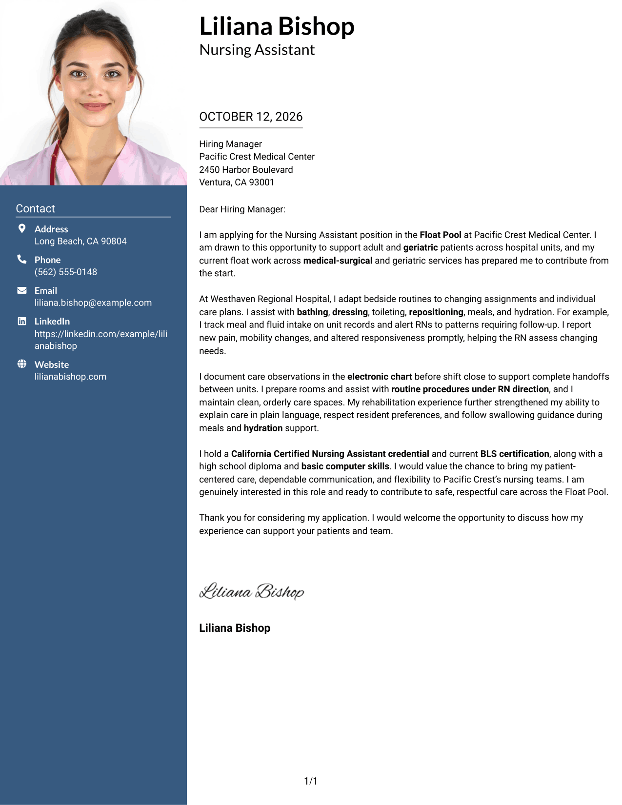 Cover Letter Example Page 1