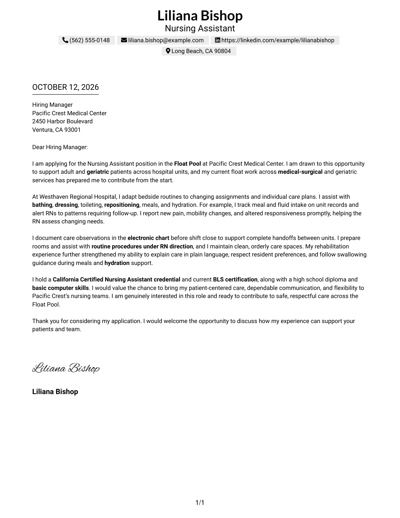 Text/Fang Style Cover Letter Preview