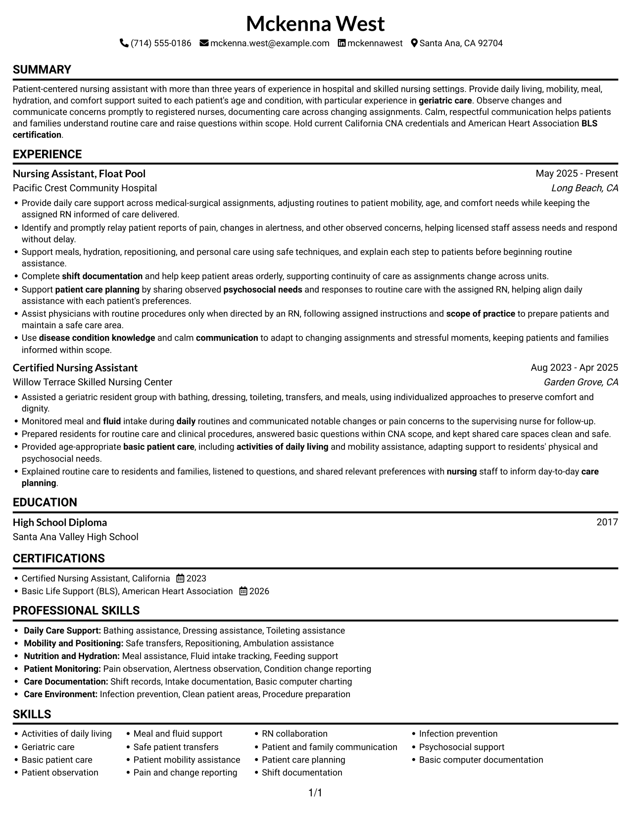 Resume example — page 1