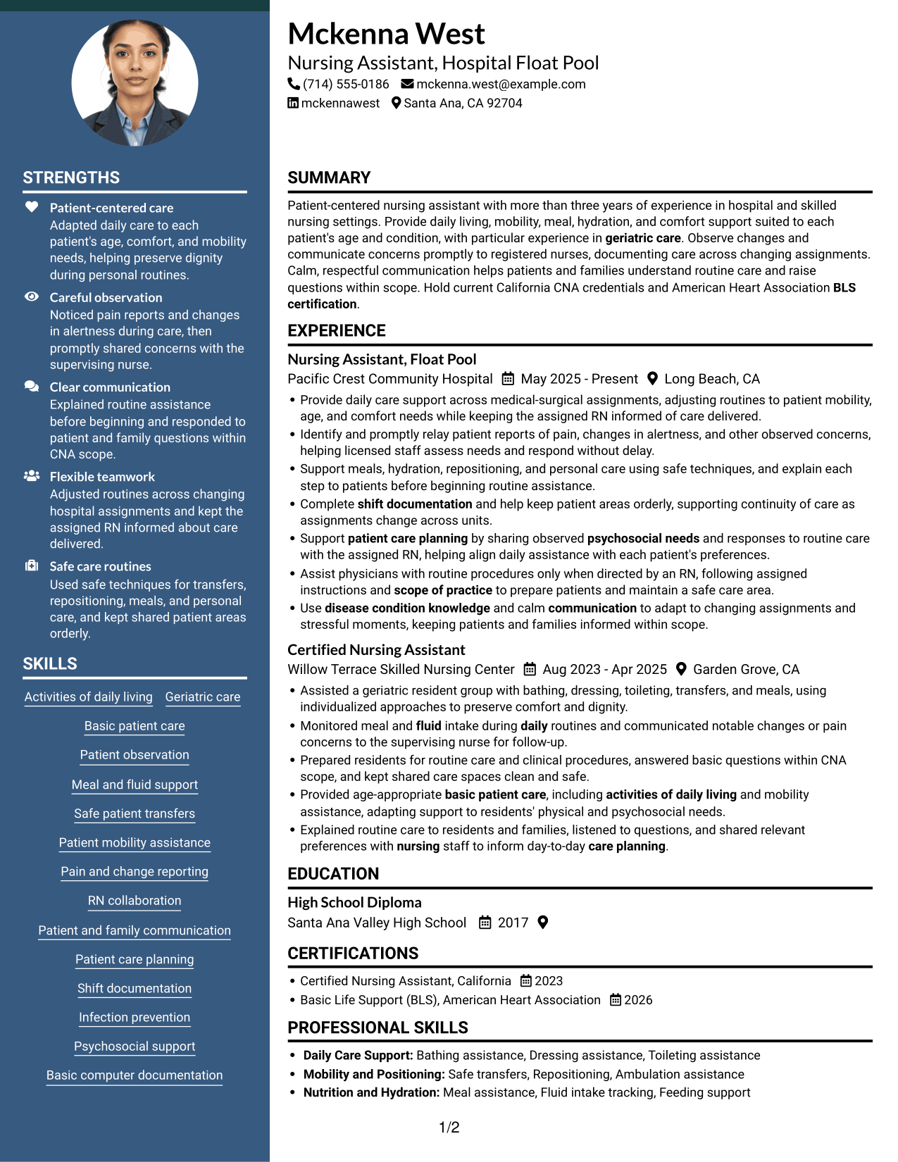 Resume example — page 1