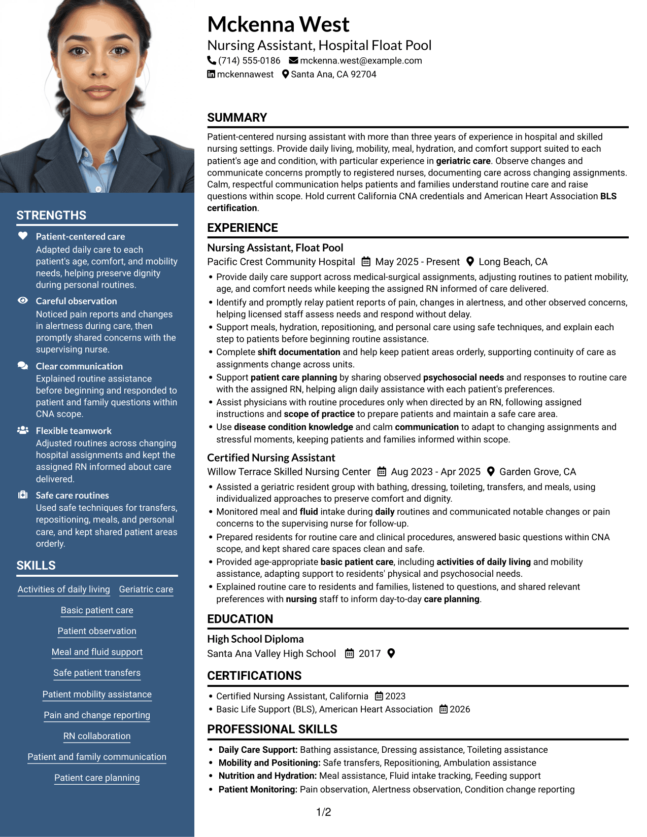 Resume example — page 1