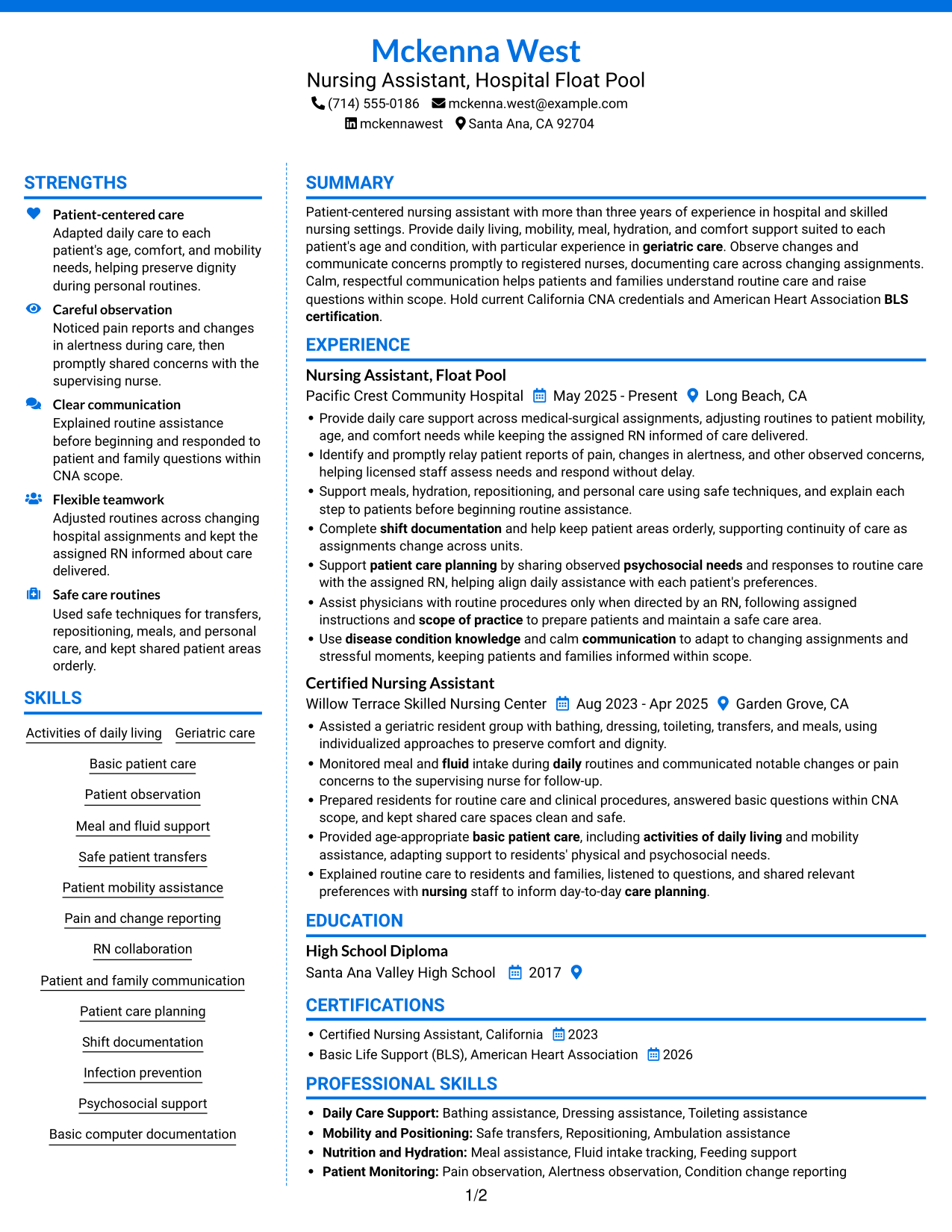 Resume example — page 1