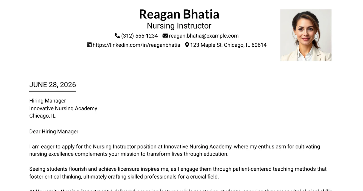 30+ Nursing Instructor Cover Letter Templates with Example 2026