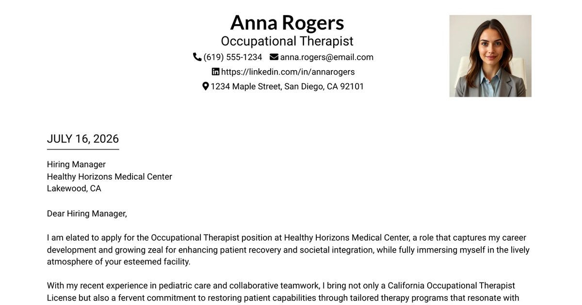 30+ Occupational Therapist Cover Letter Templates with Example 2026
