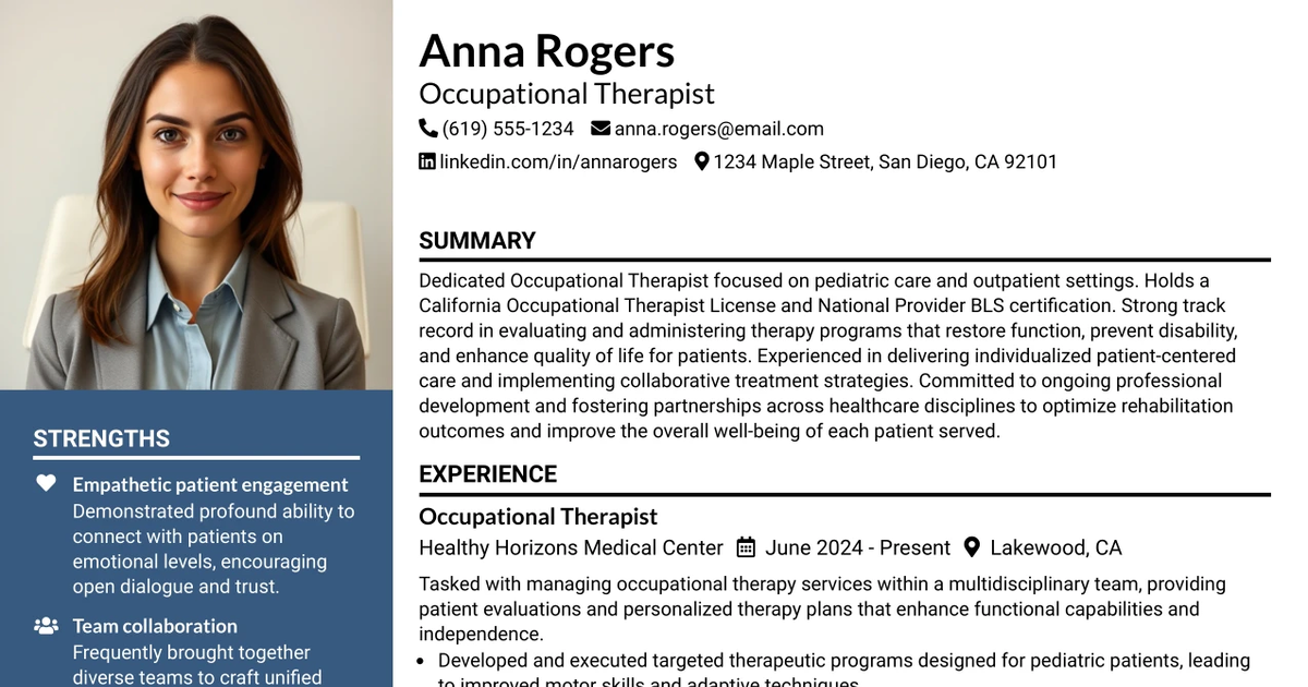 33 Occupational Therapist Resume Templates with Example 2026 (ATS-Optimized)